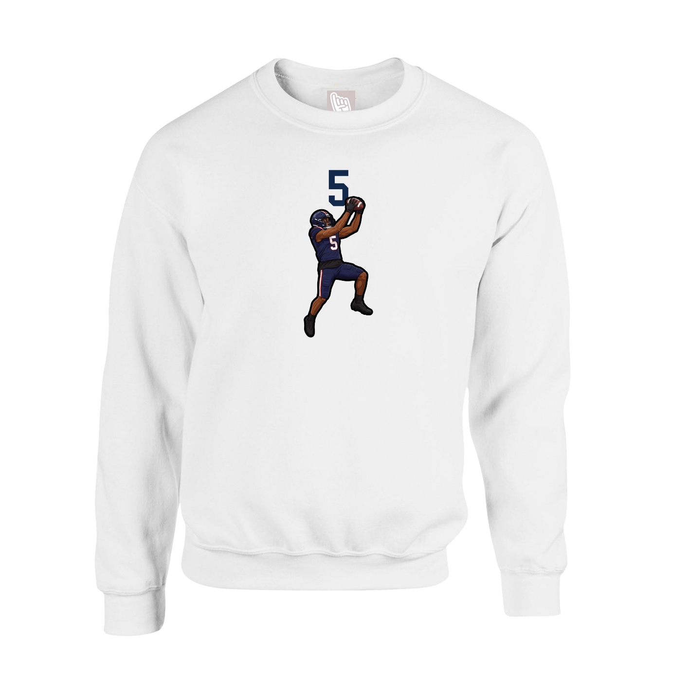 Fleece Crew — Number Top in White