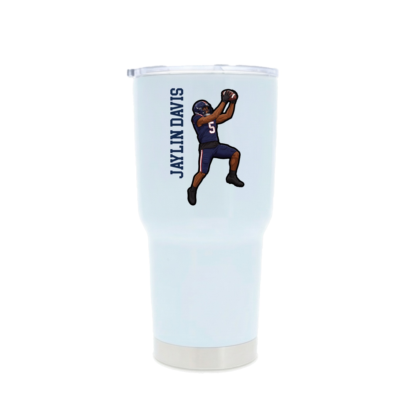 30oz Stainless Steel Tumbler — Name Vertical in White