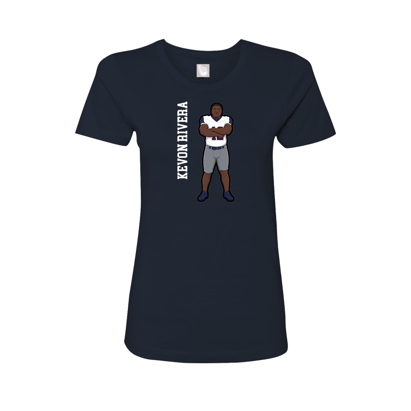 Fitted Women's Tee — Name Vertical in Navy
