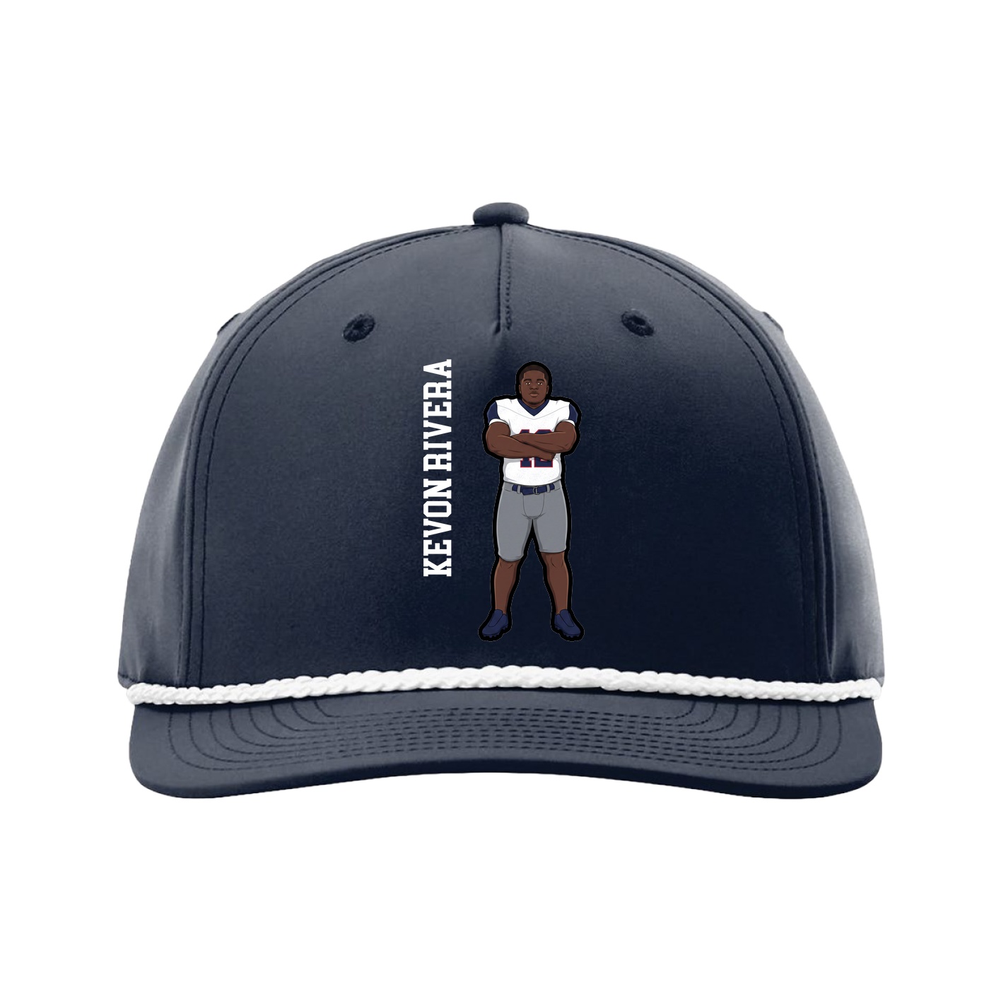 Five-Panel Classic Rope Cap — Name Vertical in Navy