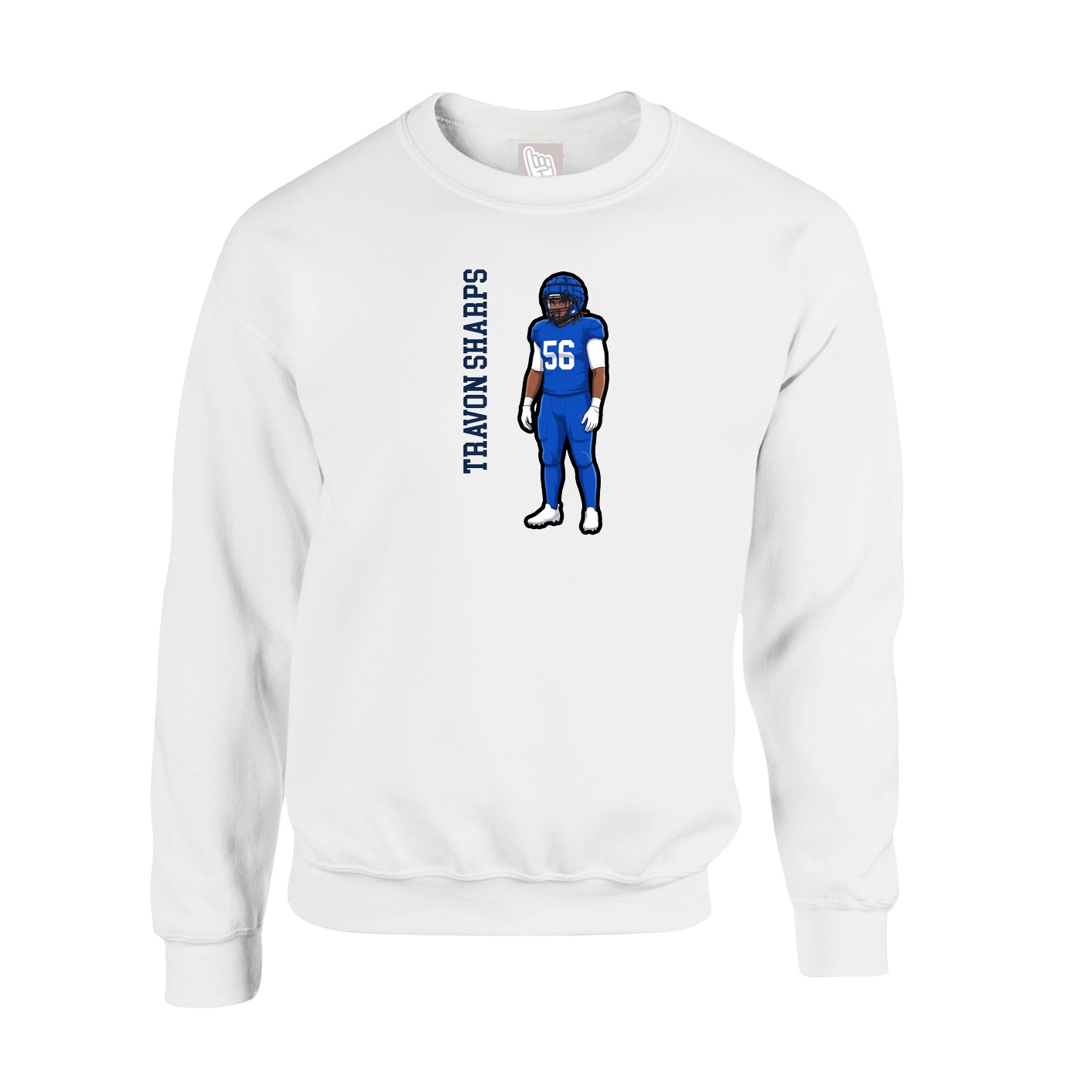 Fleece Crew — Name Vertical in White