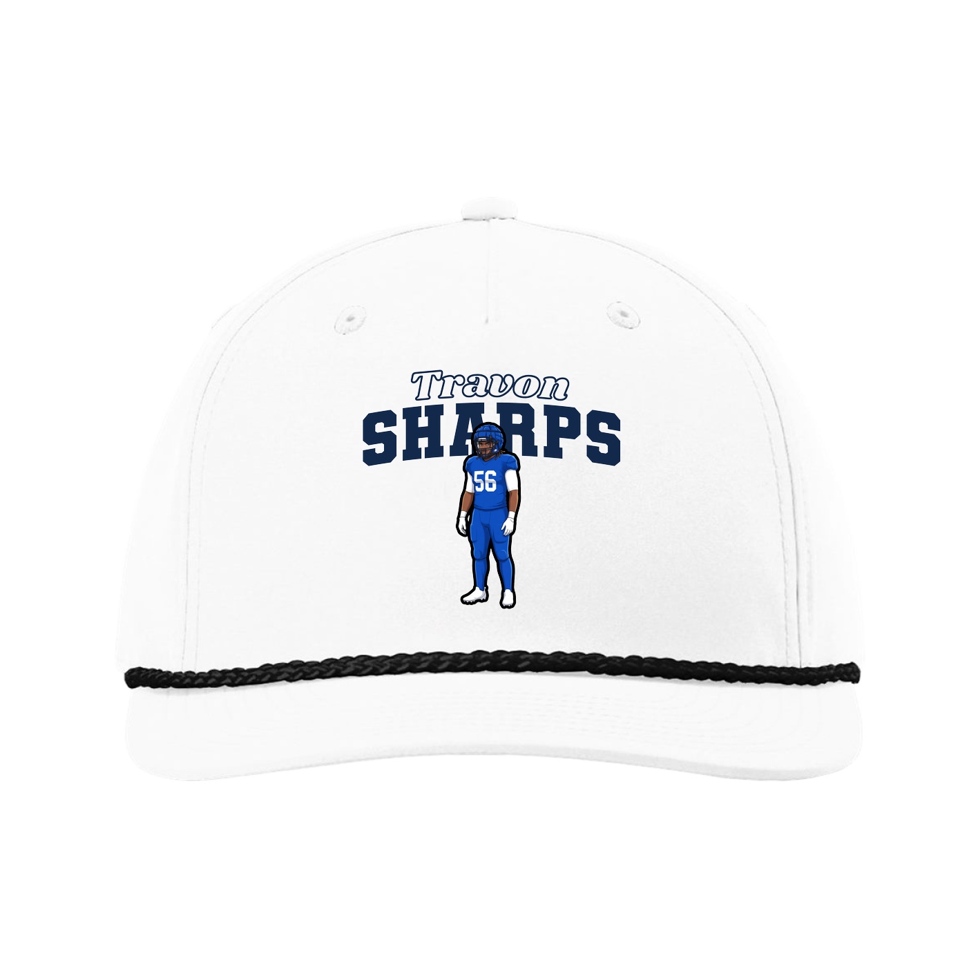 Five-Panel Classic Rope Cap — Name Arch in White