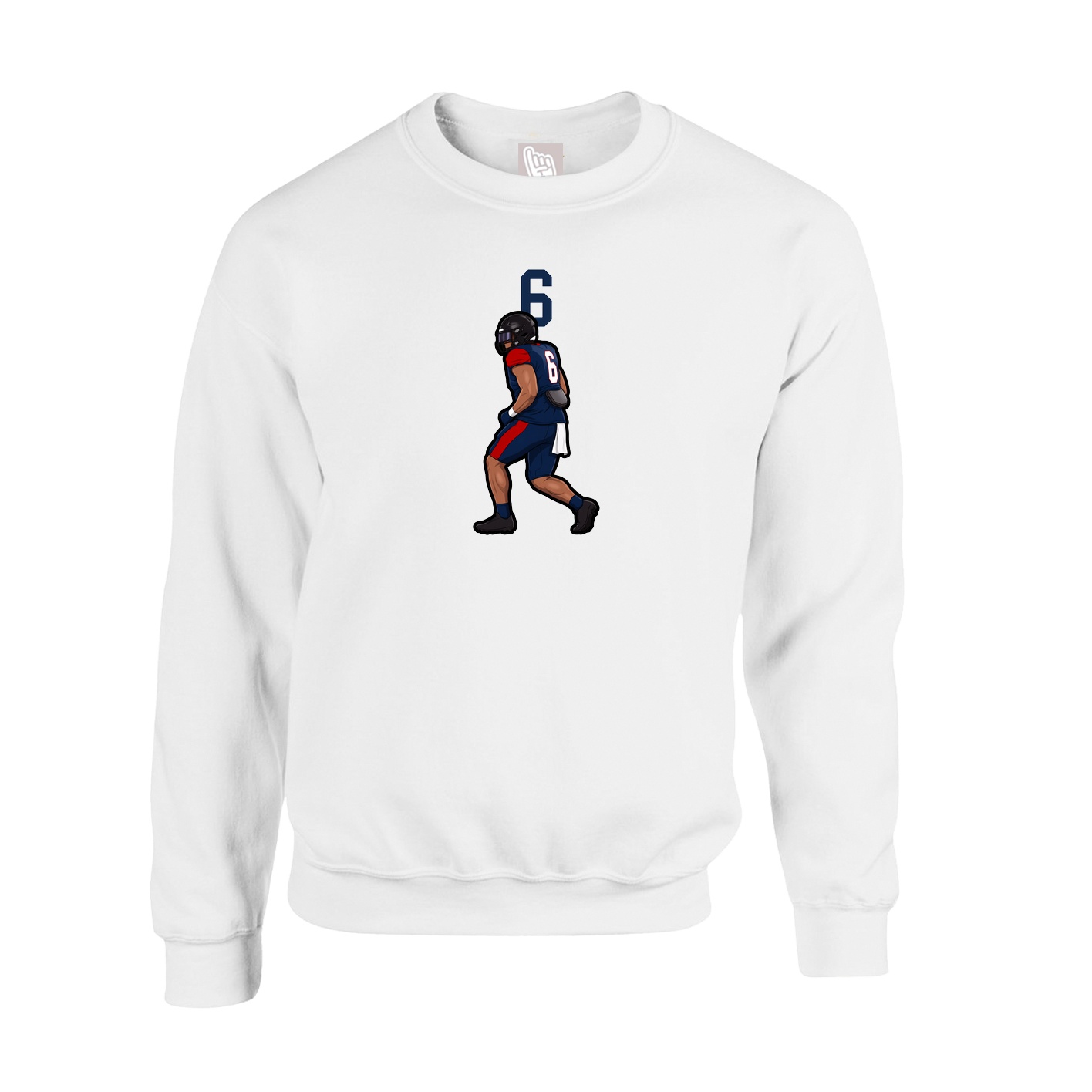 Fleece Crew — Number Top in White