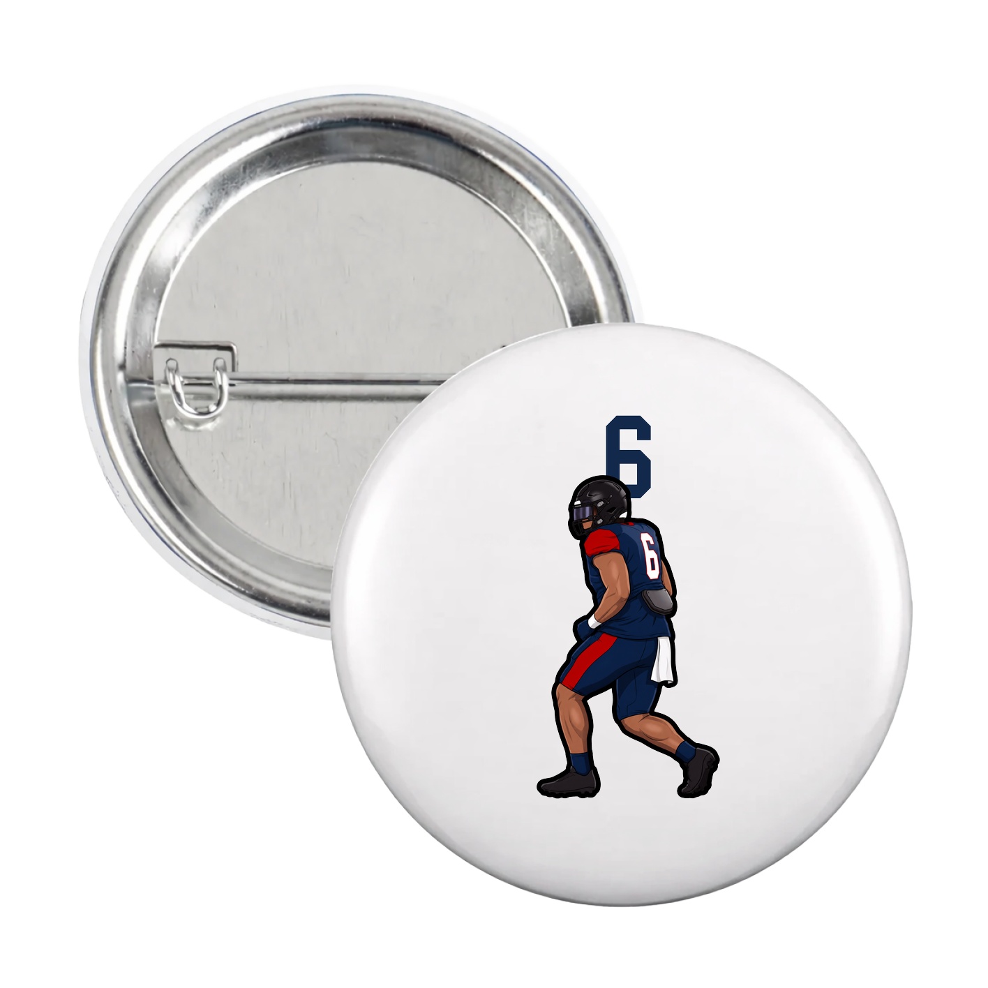 Game Day Button — Number Top in White
