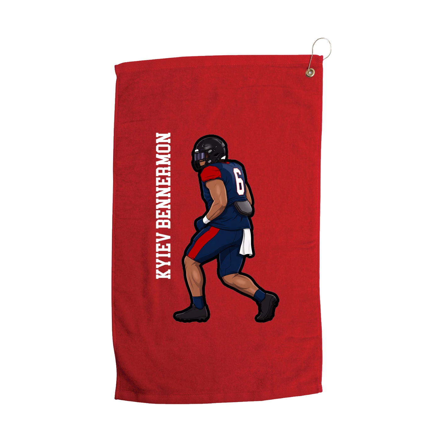 Golf Towel — Name Vertical in Red