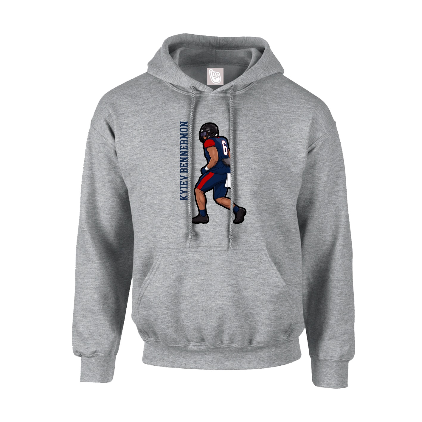 Youth Hoodie — Name Vertical in Grey