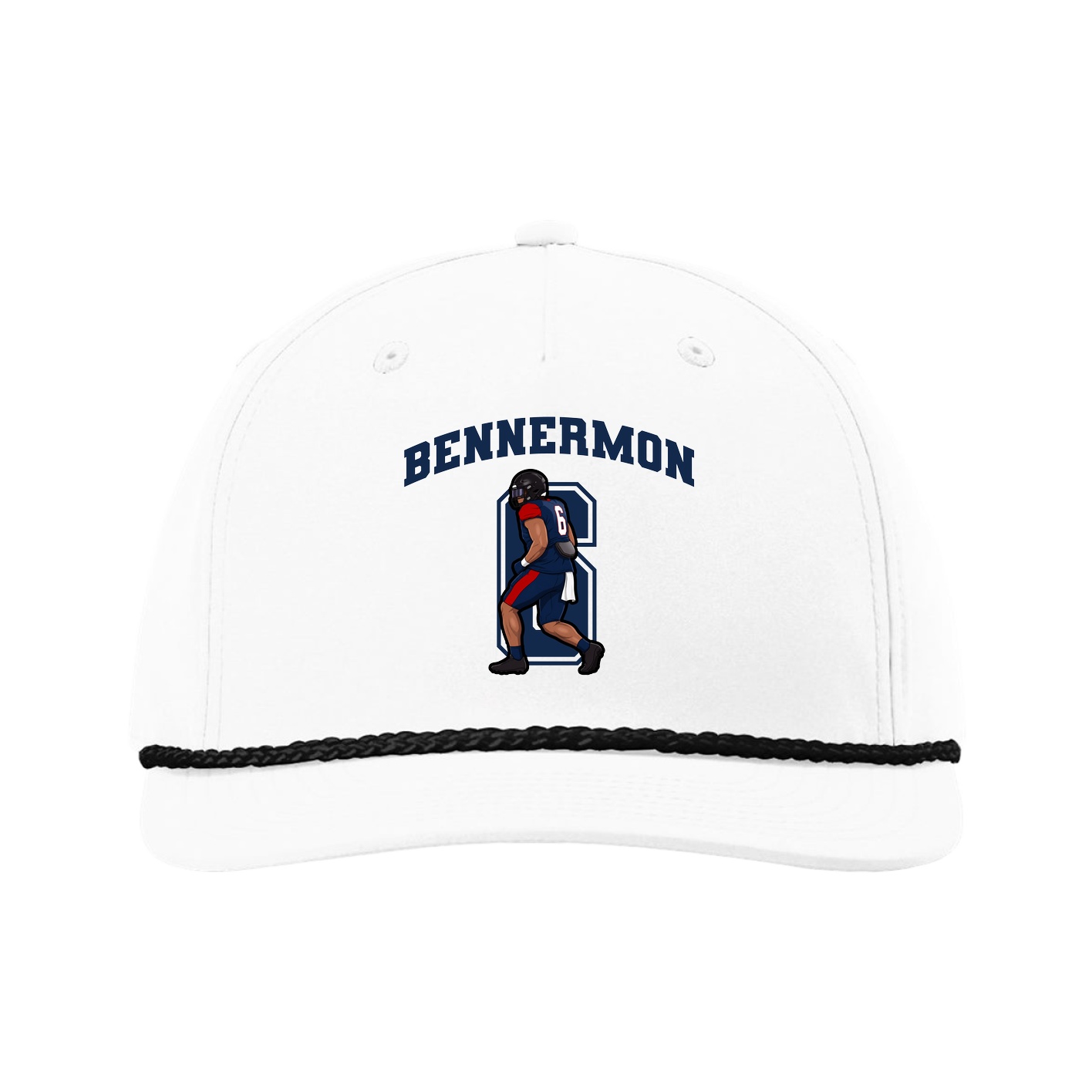 Five-Panel Classic Rope Cap — Number in White