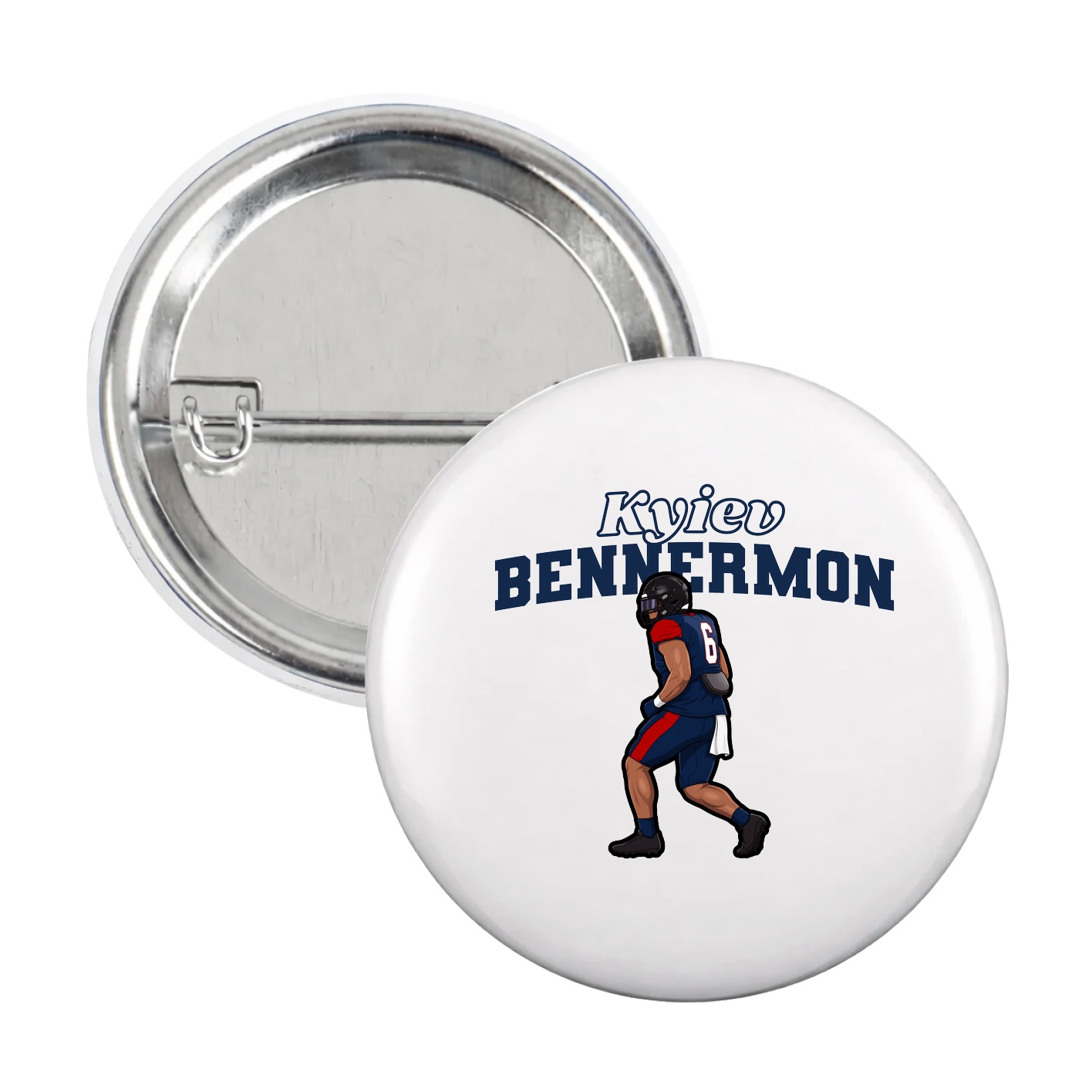 Game Day Button — Name Arch in White