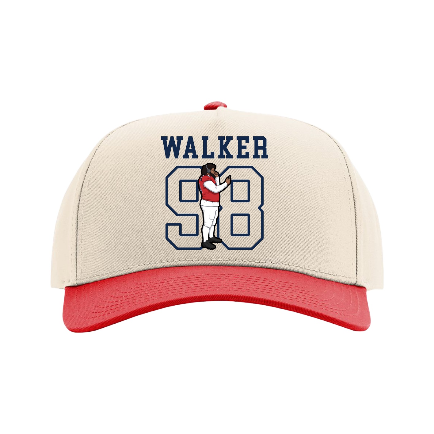 Full Fabric Five-Panel Champ Cap — Shirsey in Cream/Red