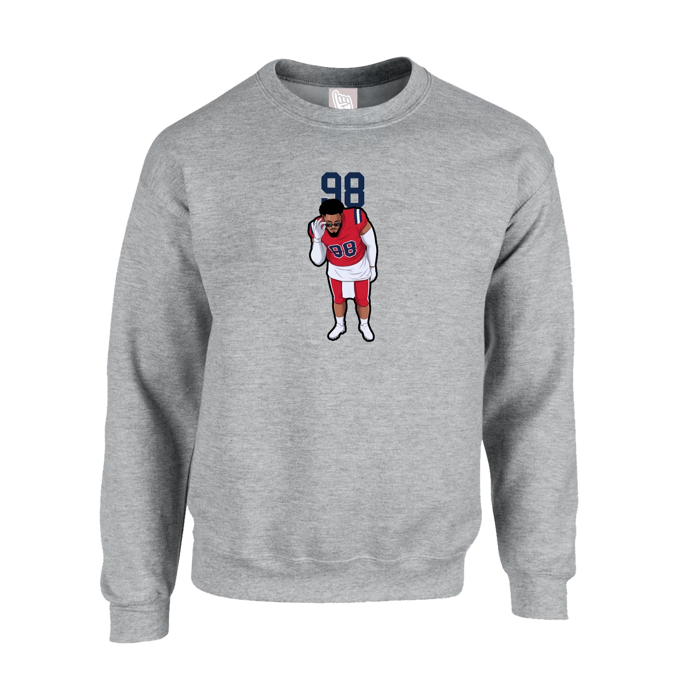 Fleece Crew — Number Top in Grey