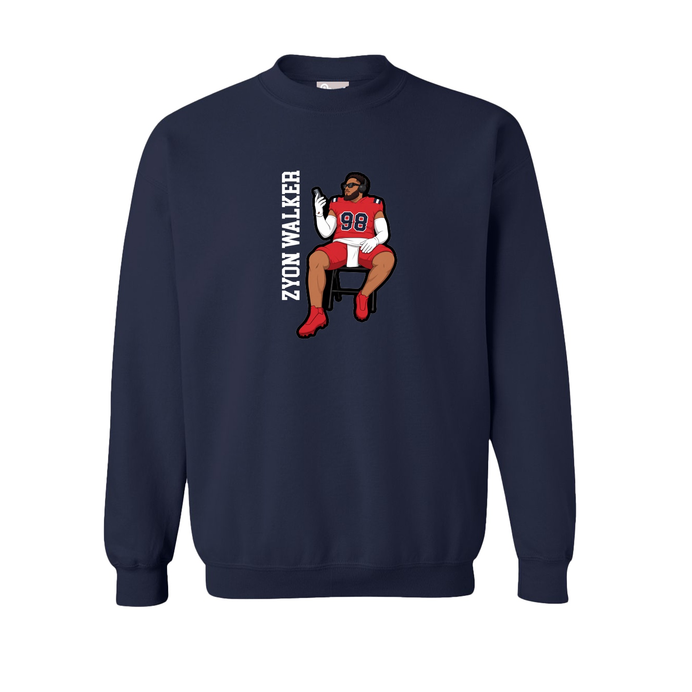 Fleece Crew — Name Vertical in Navy