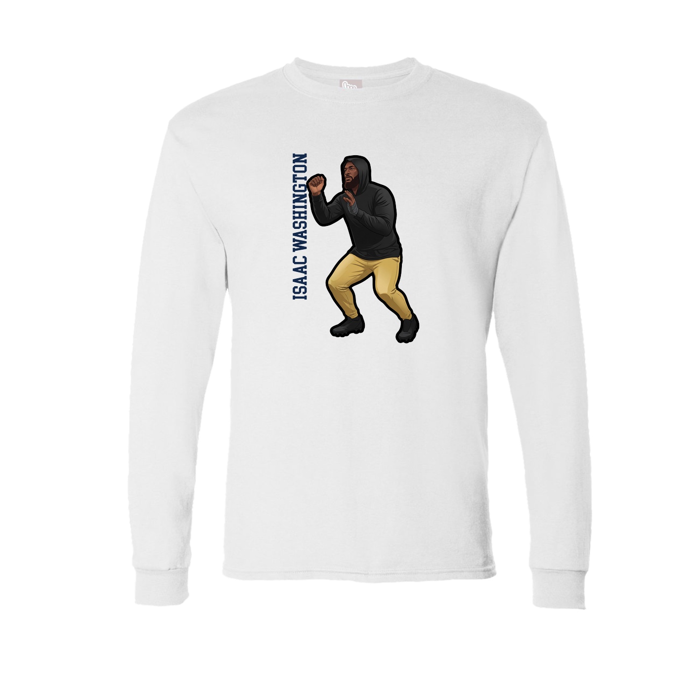 Long Sleeve Tee — Name Vertical in White