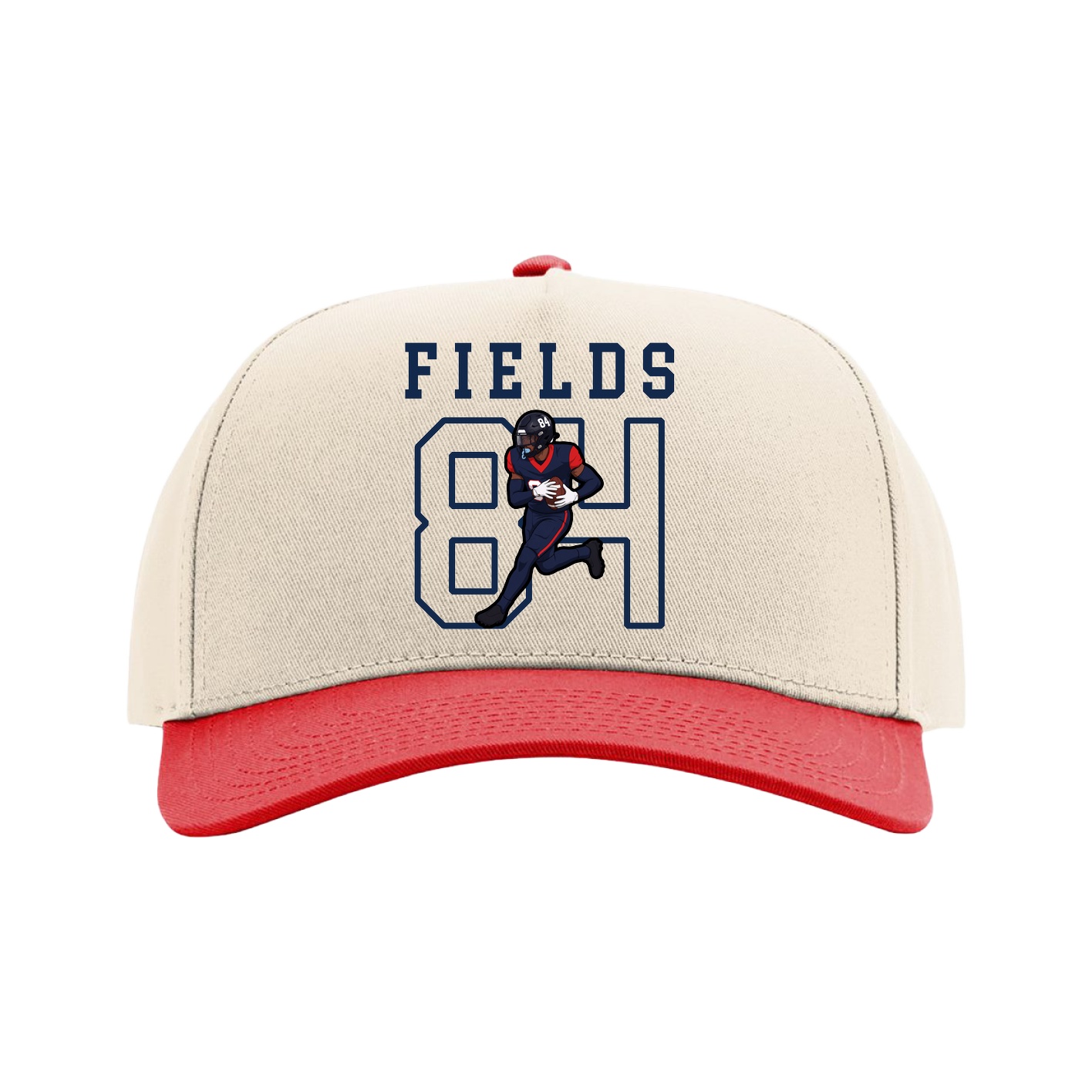Full Fabric Five-Panel Champ Cap — Shirsey in Cream/Red