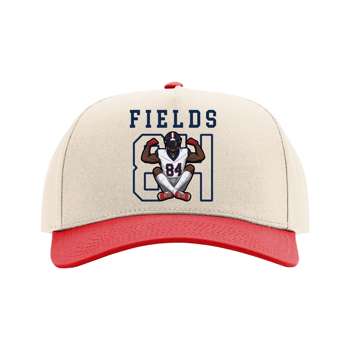 Full Fabric Five-Panel Champ Cap — Shirsey in Cream/Red
