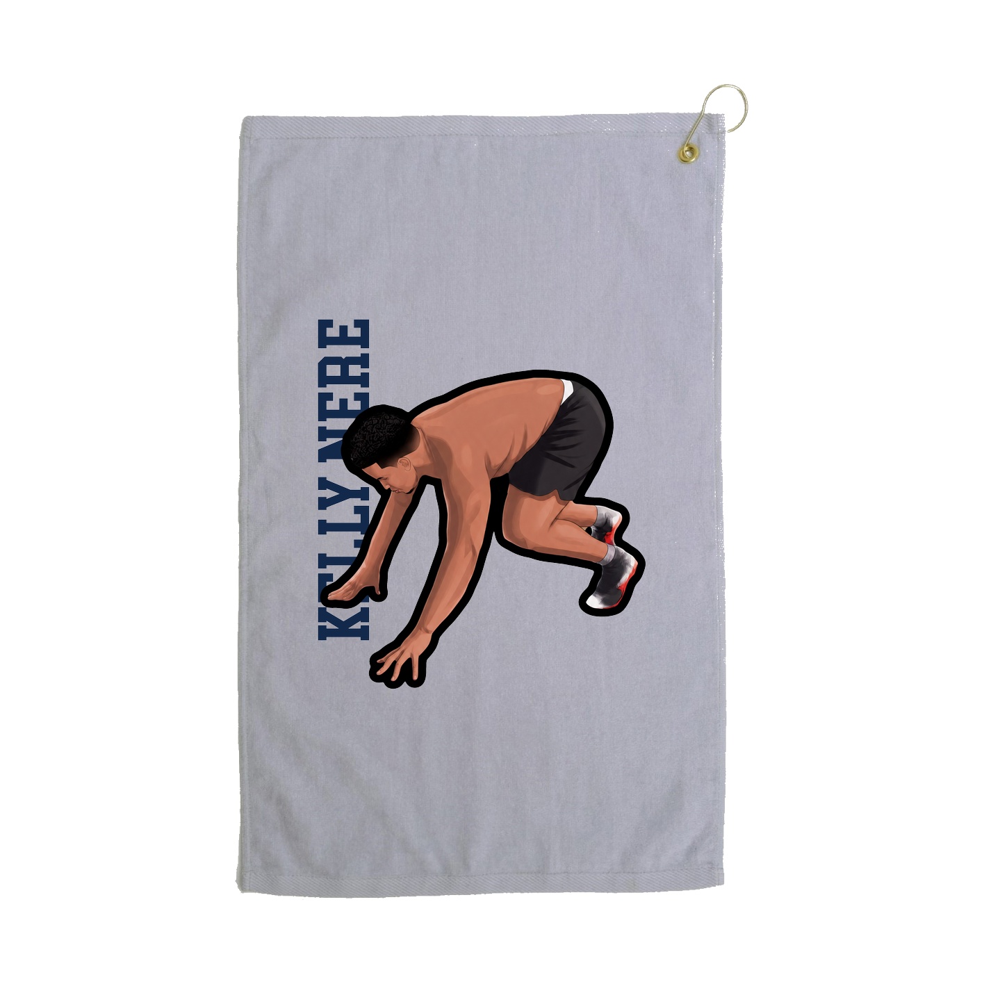 Golf Towel — Name Vertical in Grey
