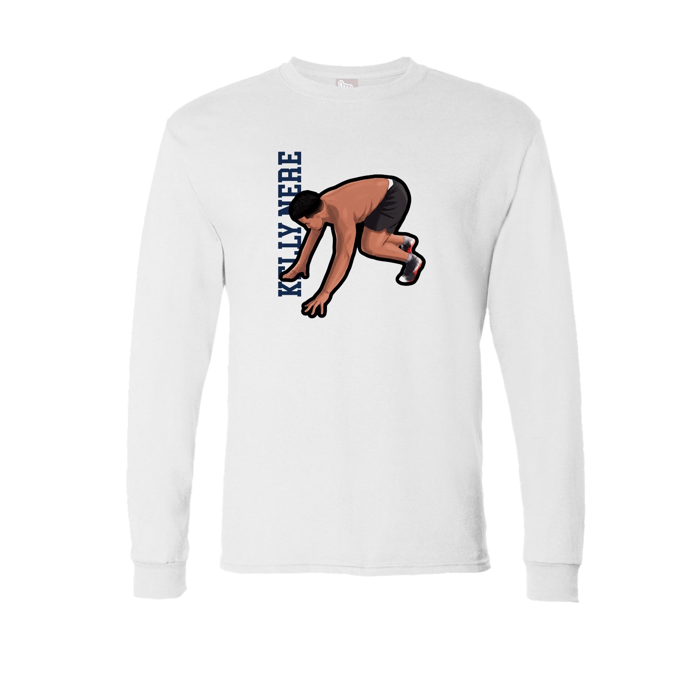 Long Sleeve Tee — Name Vertical in White