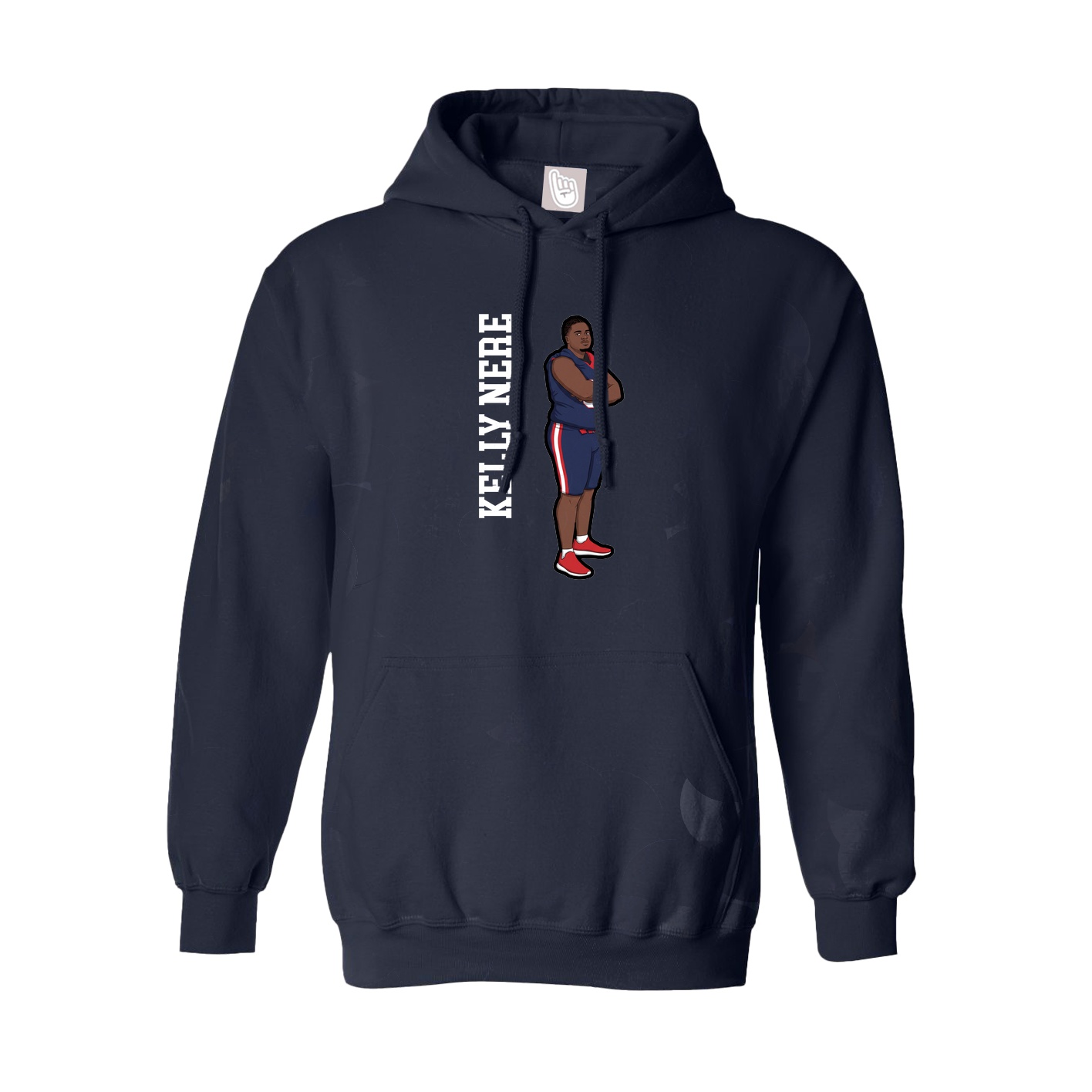 Hoodie — Name Vertical in Navy