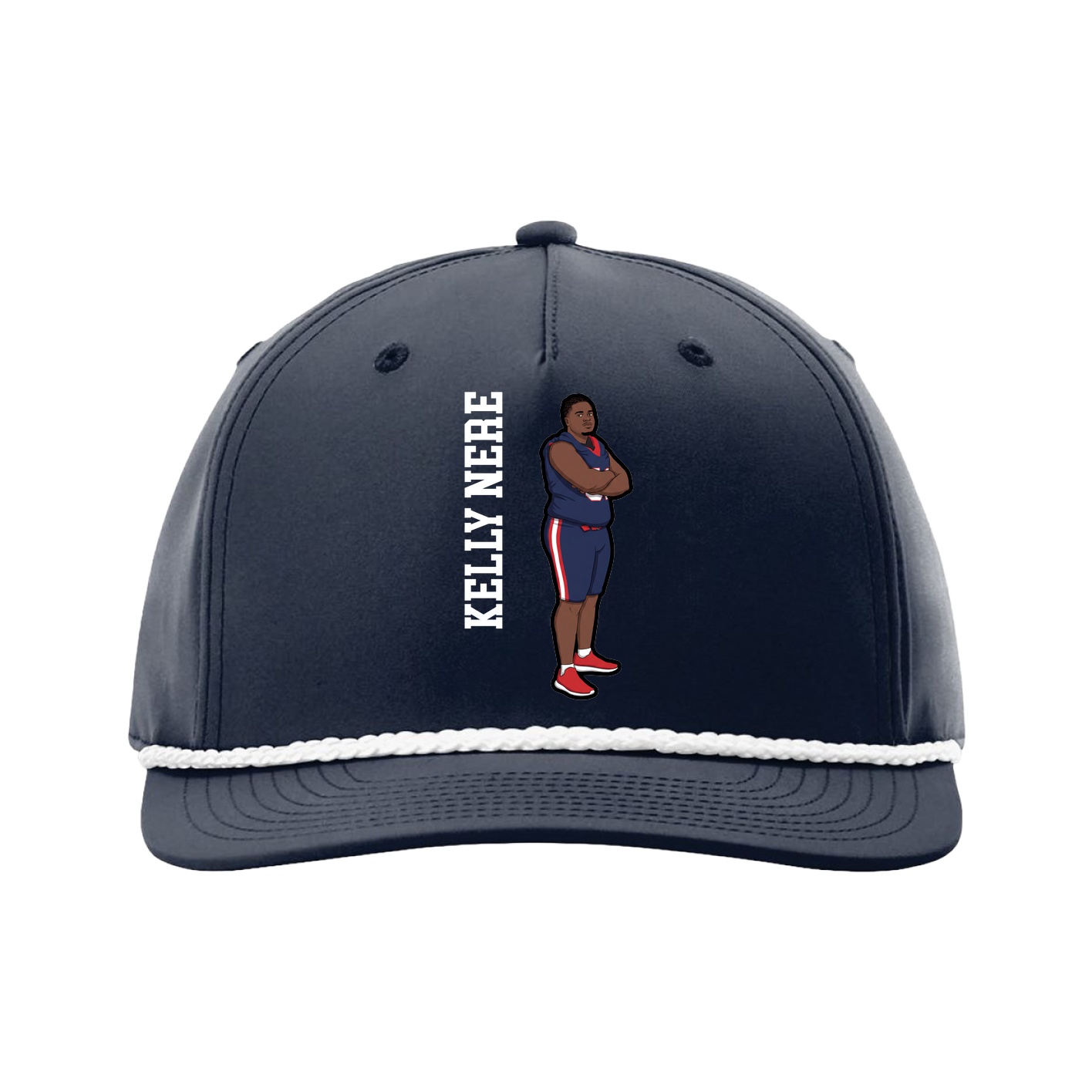 Five-Panel Classic Rope Cap — Name Vertical in Navy