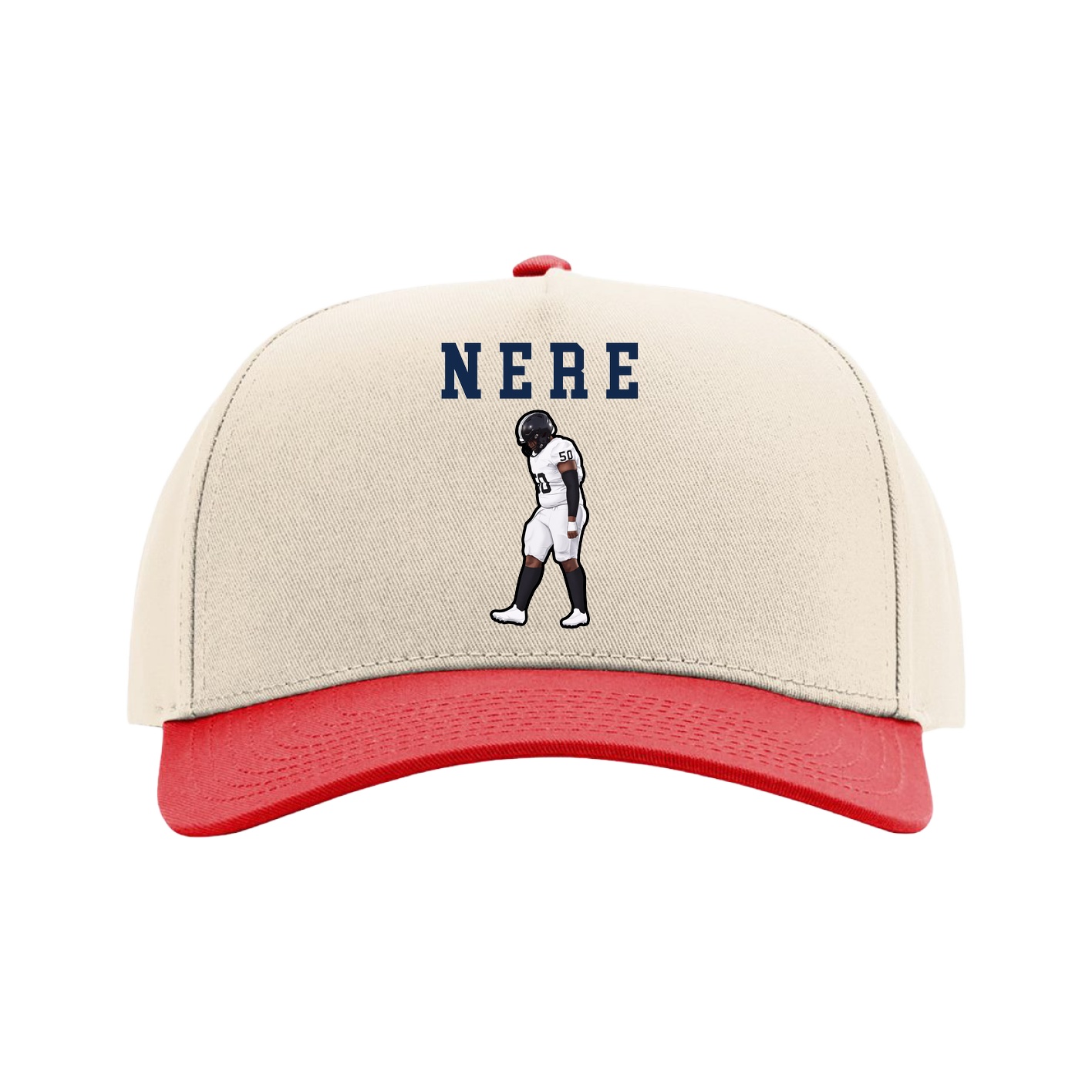 Full Fabric Five-Panel Champ Cap — Shirsey in Cream/Red