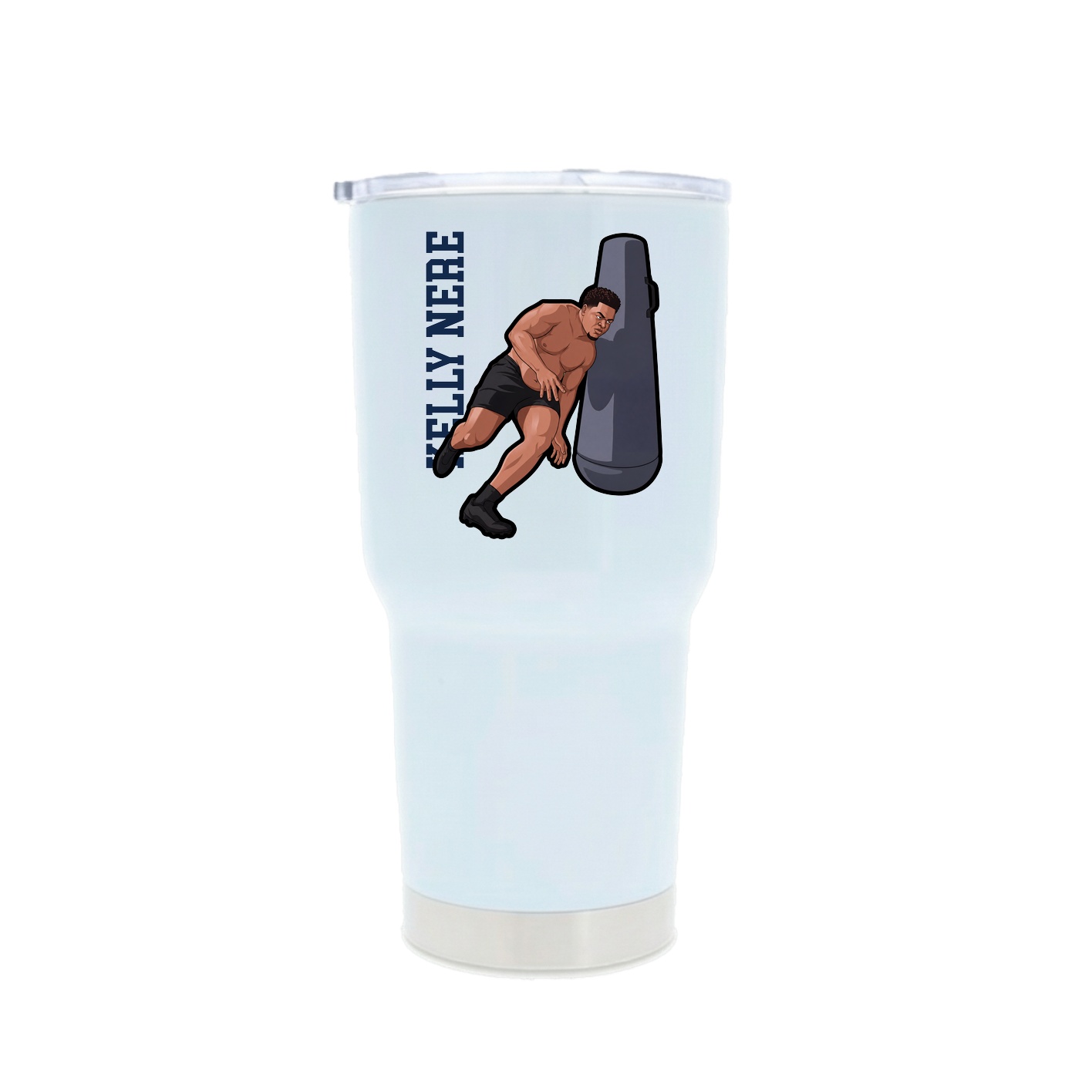 30oz Stainless Steel Tumbler — Name Vertical in White