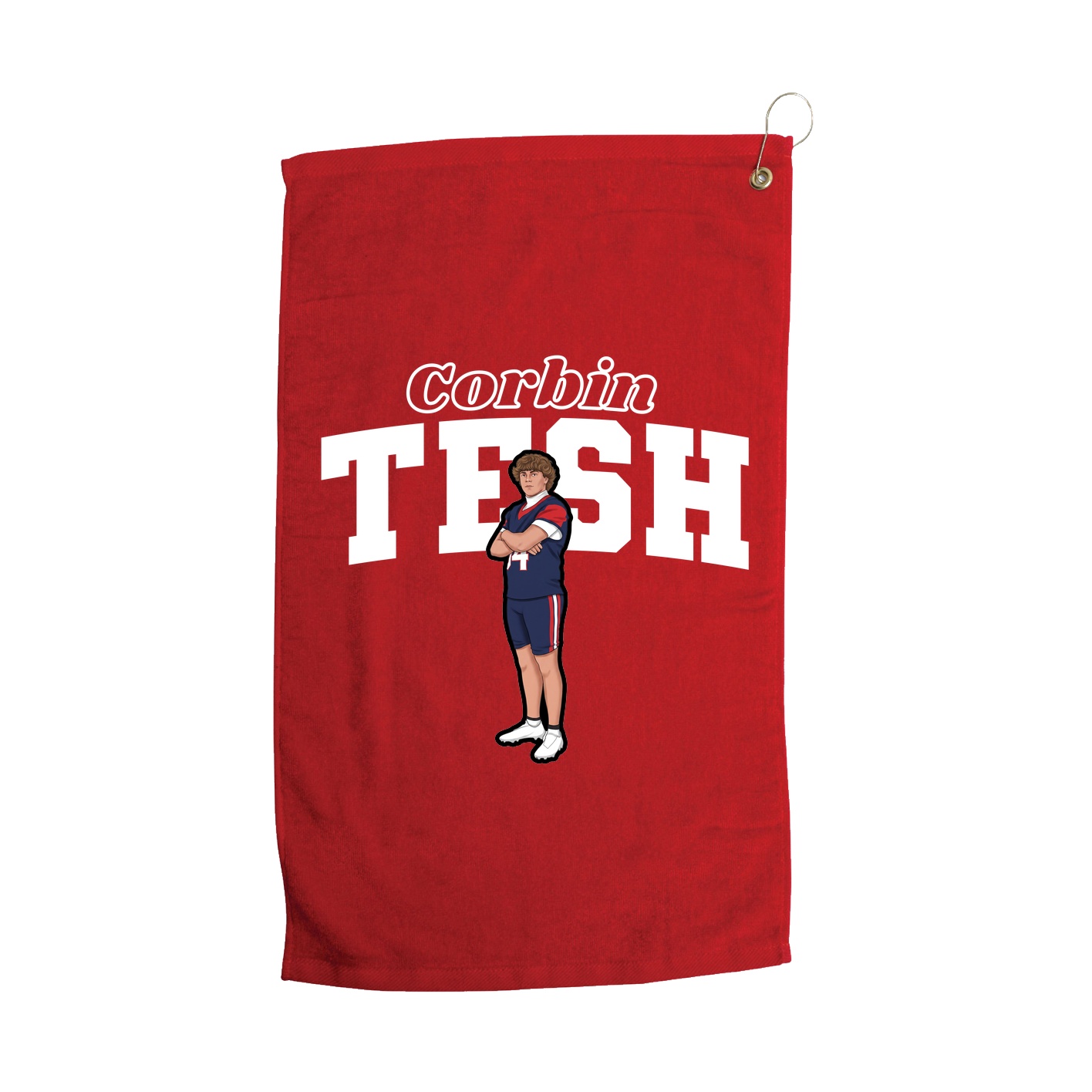 Golf Towel — Name Arch in Red