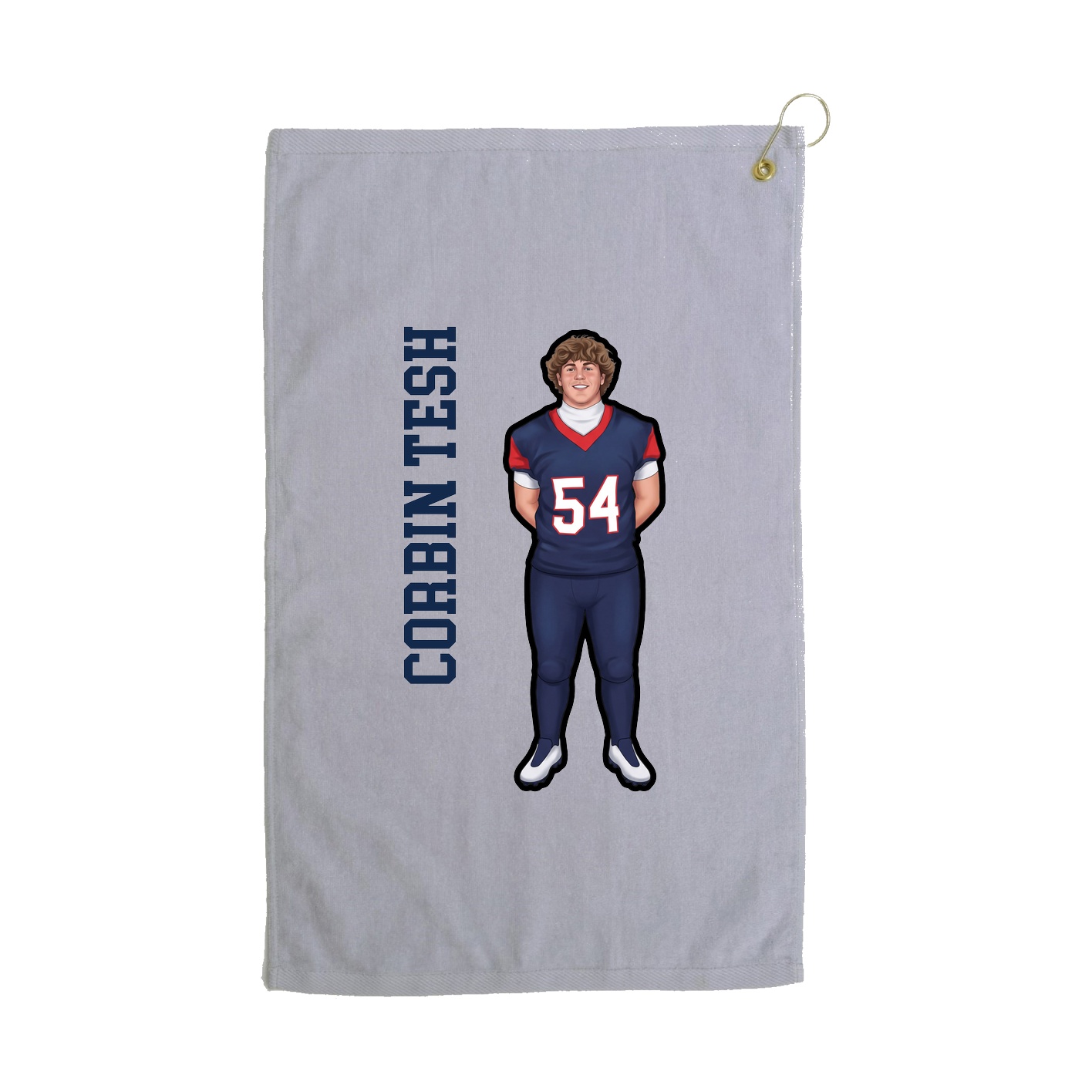 Golf Towel — Name Vertical in Grey