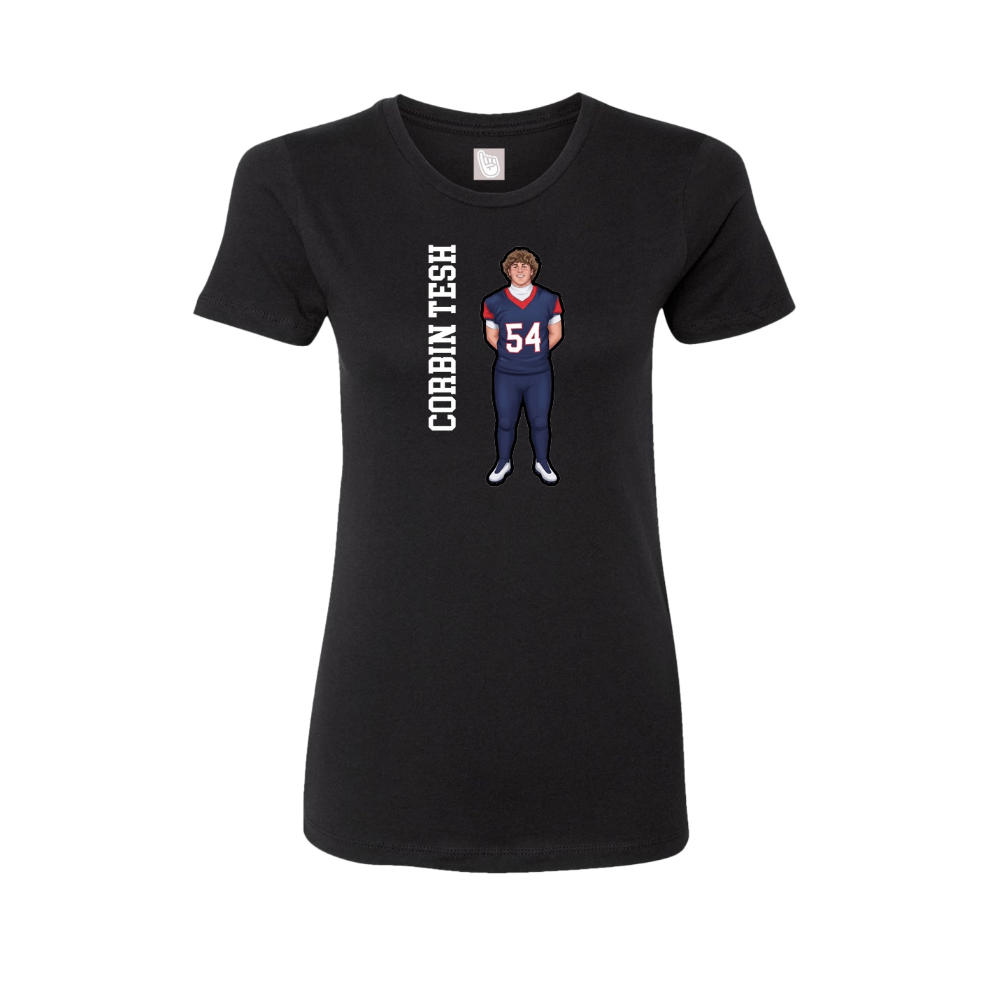 Fitted Women's Tee — Name Vertical in Black
