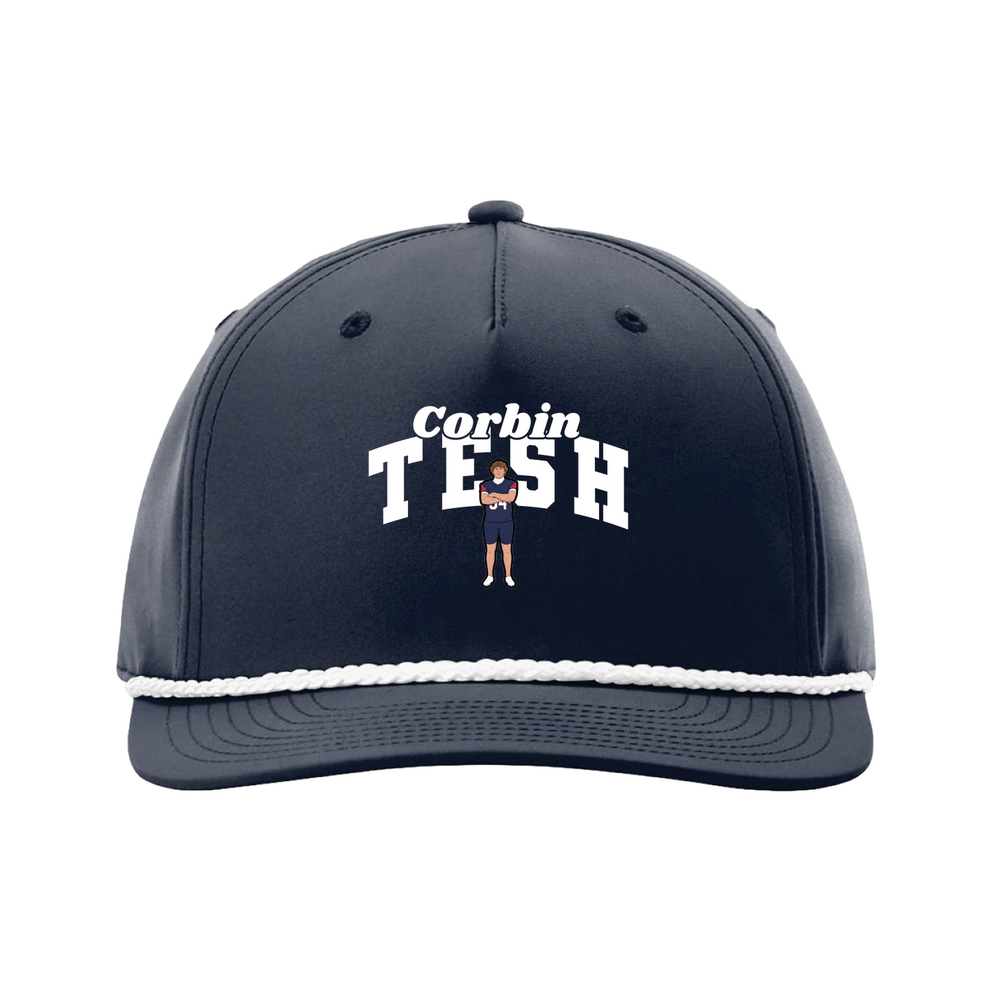 Five-Panel Classic Rope Cap — Signature Arch in Navy