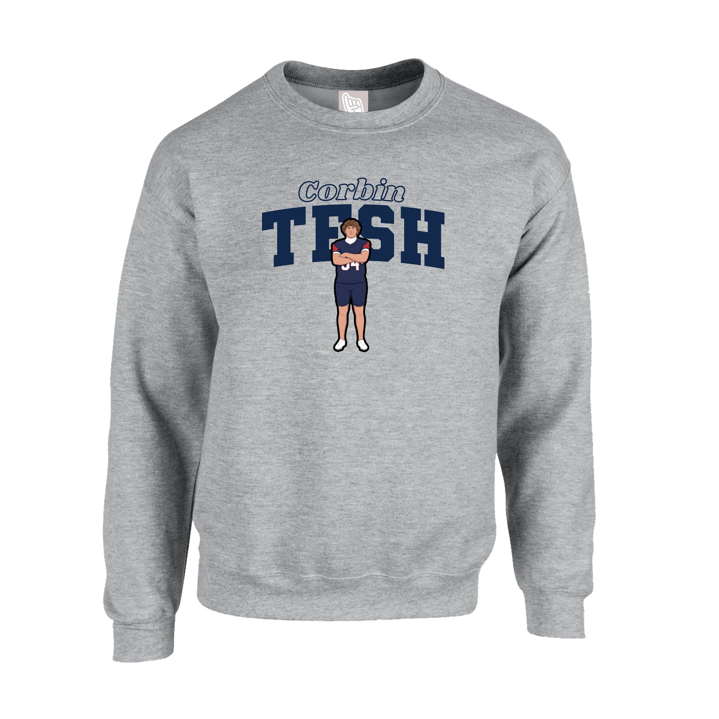 Fleece Crew — Name Arch in Grey