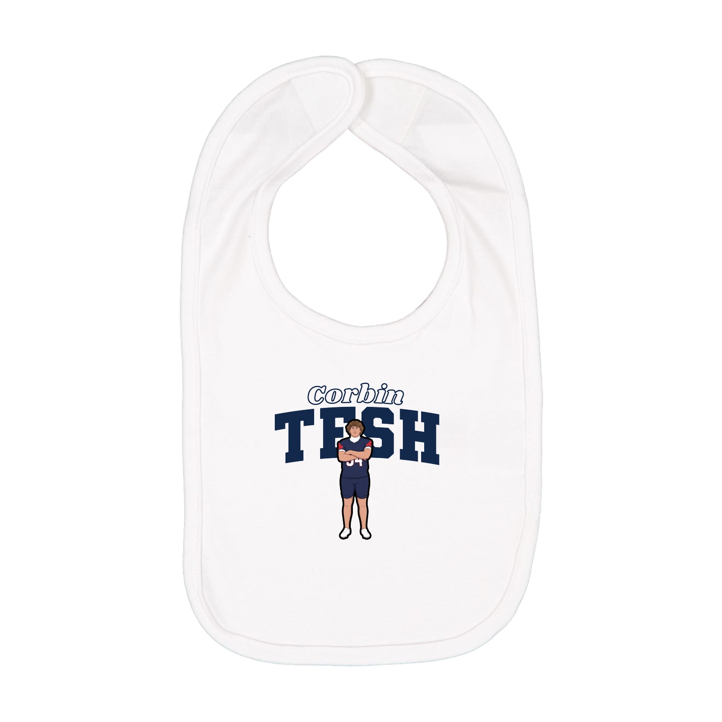 Infant Bib — Name Arch in White