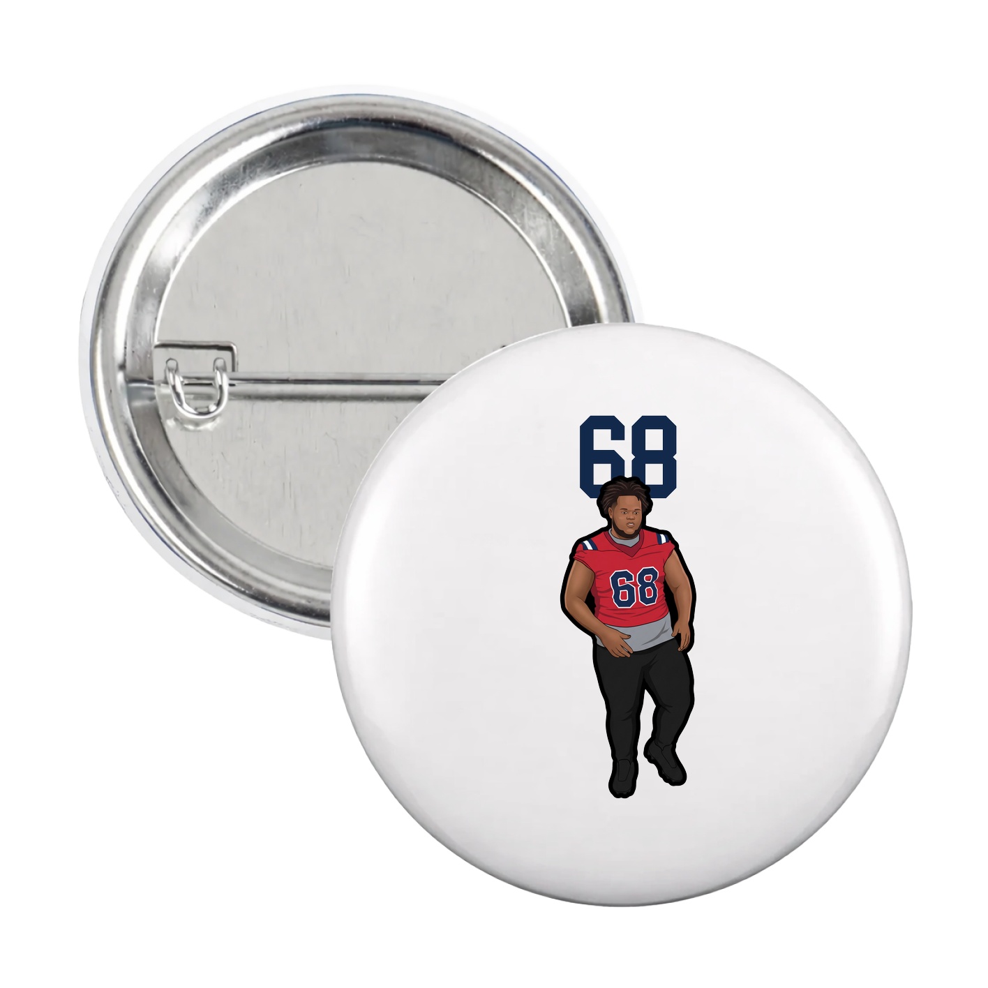 Game Day Button — Number Top in White