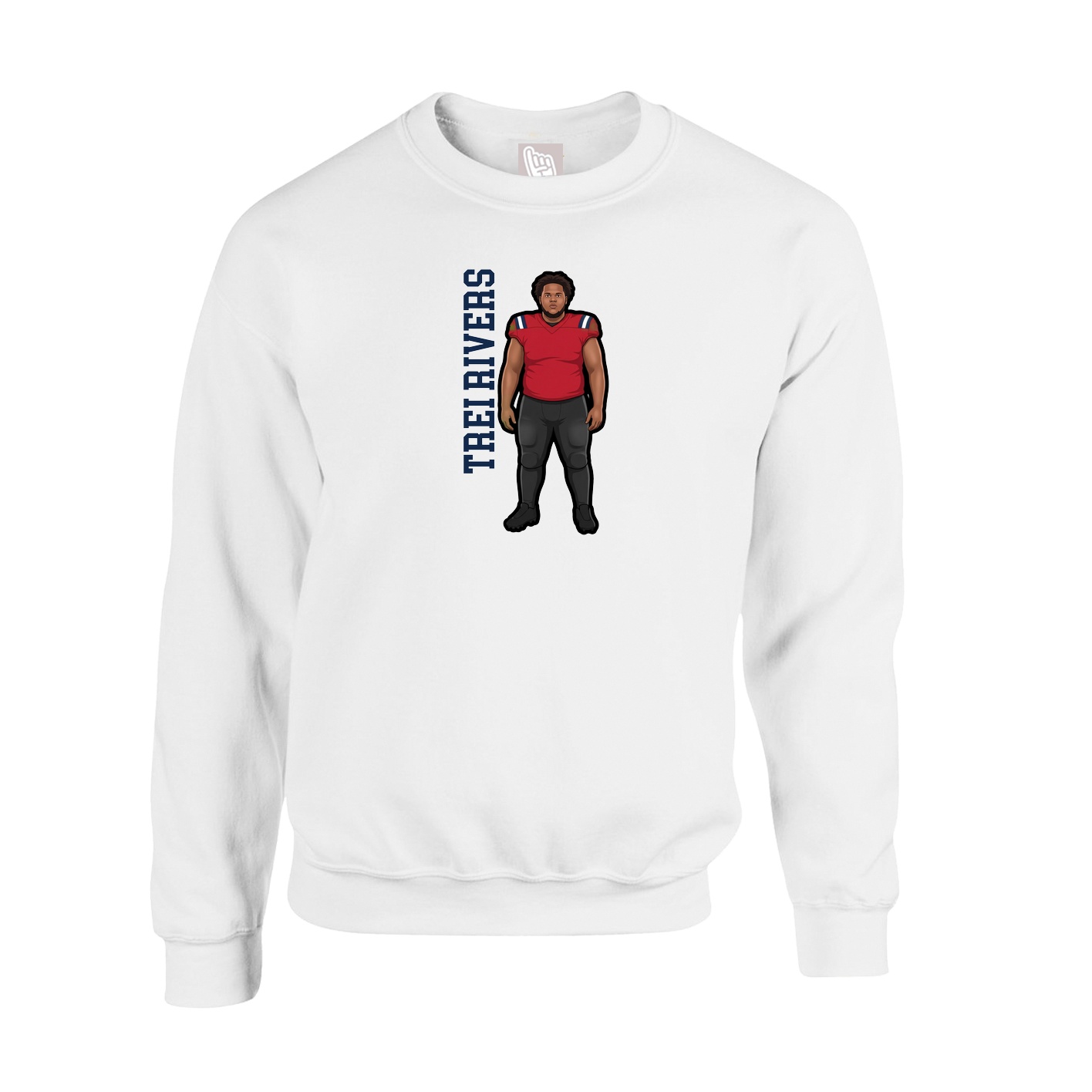 Fleece Crew — Name Vertical in White
