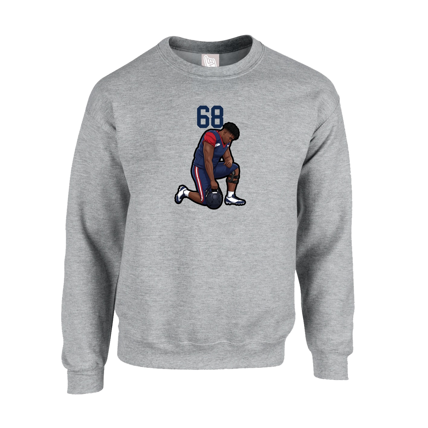 Fleece Crew — Number Top in Grey