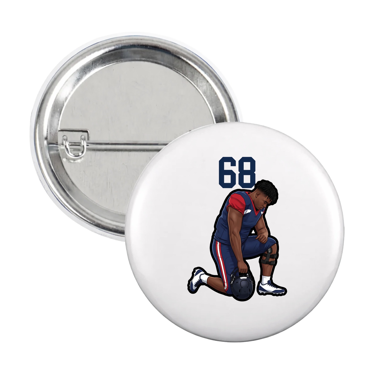 Game Day Button — Number Top in White
