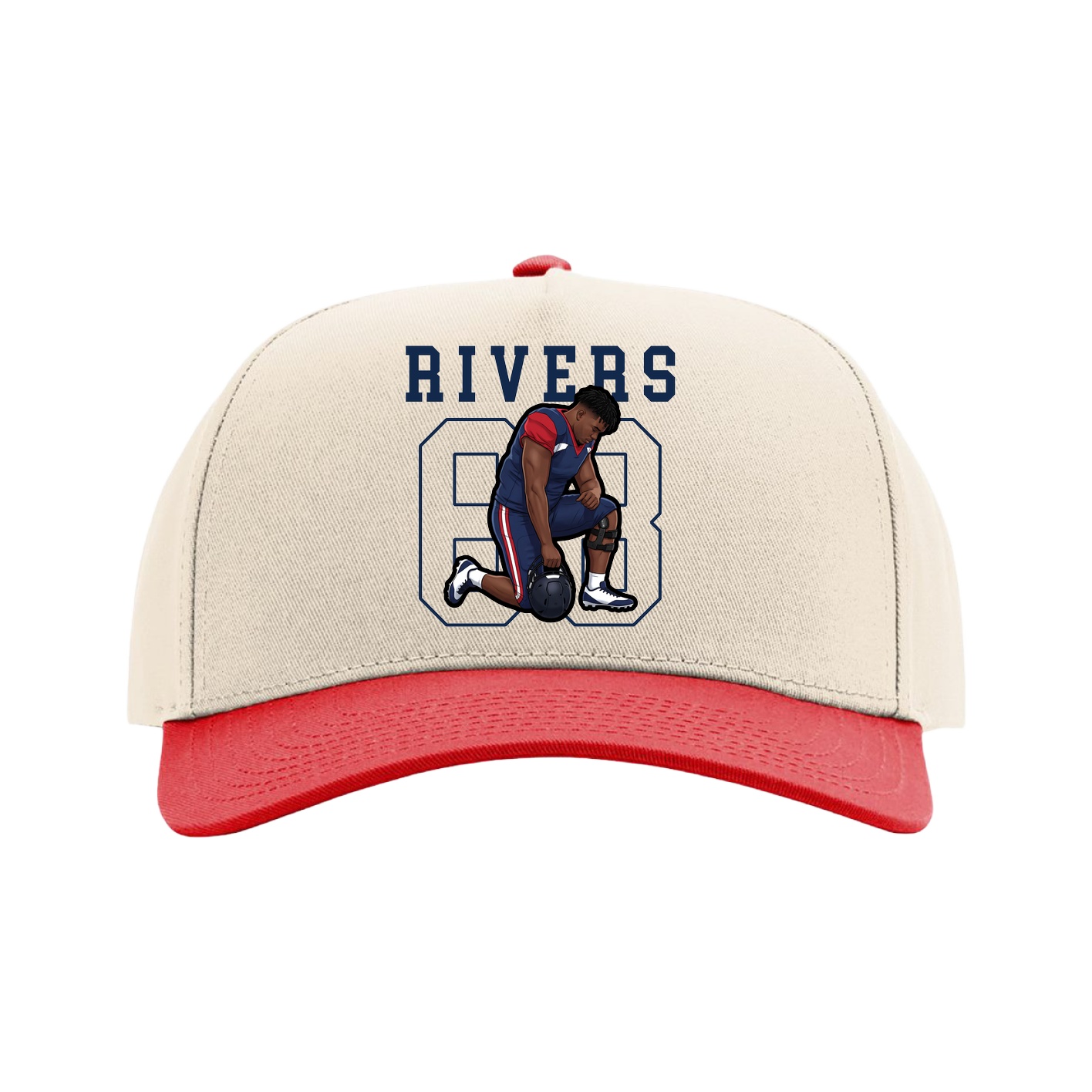 Full Fabric Five-Panel Champ Cap — Shirsey in Cream/Red