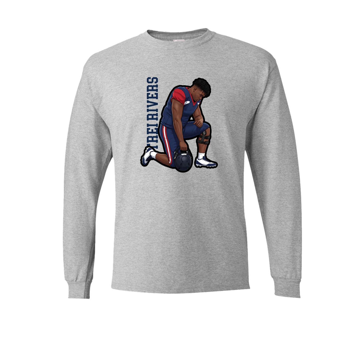 Long Sleeve Tee — Name Vertical in Grey