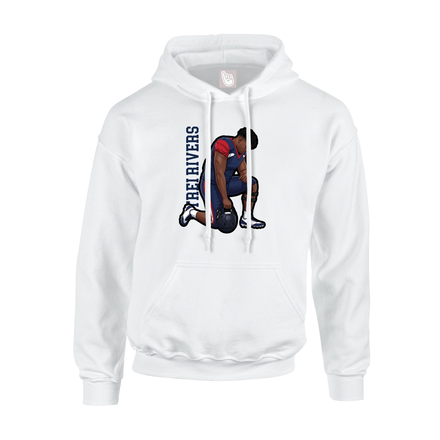 Youth Hoodie — Name Vertical in White