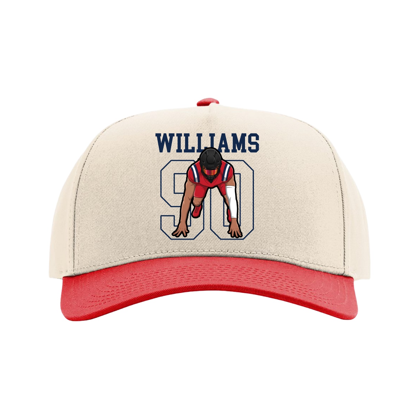 Full Fabric Five-Panel Champ Cap — Shirsey in Cream/Red