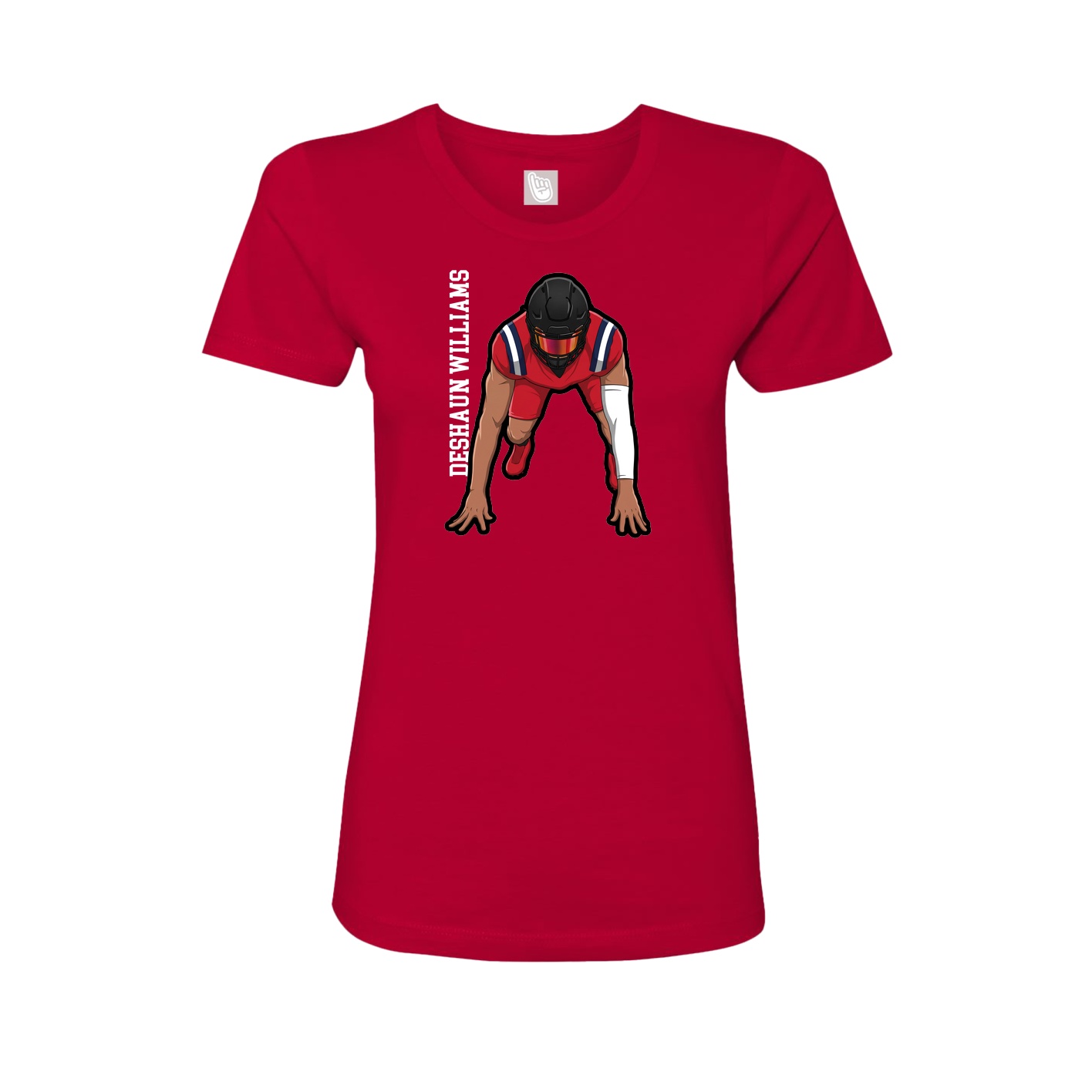 Fitted Women's Tee — Name Vertical in Red