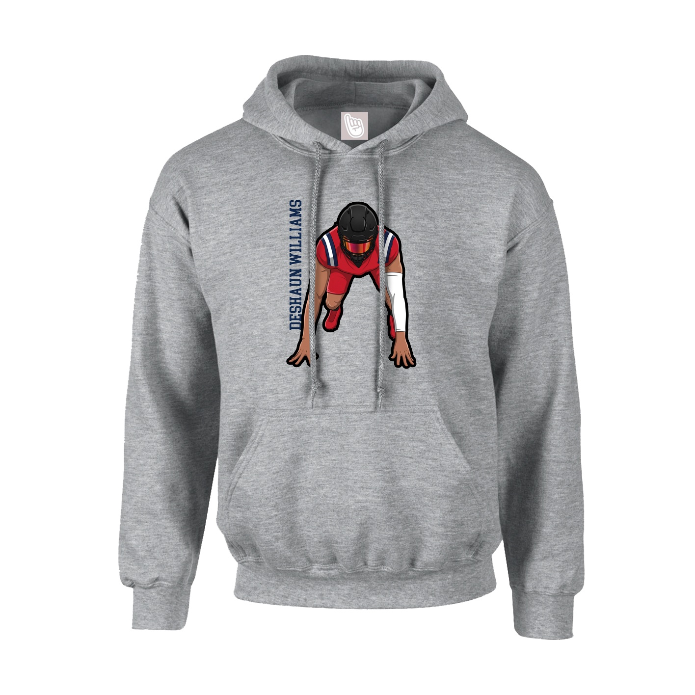 Youth Hoodie — Name Vertical in Grey