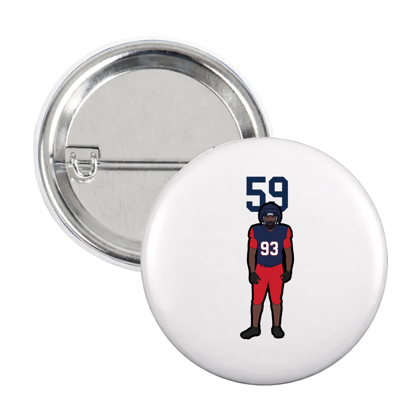 Game Day Button — Number Top in White