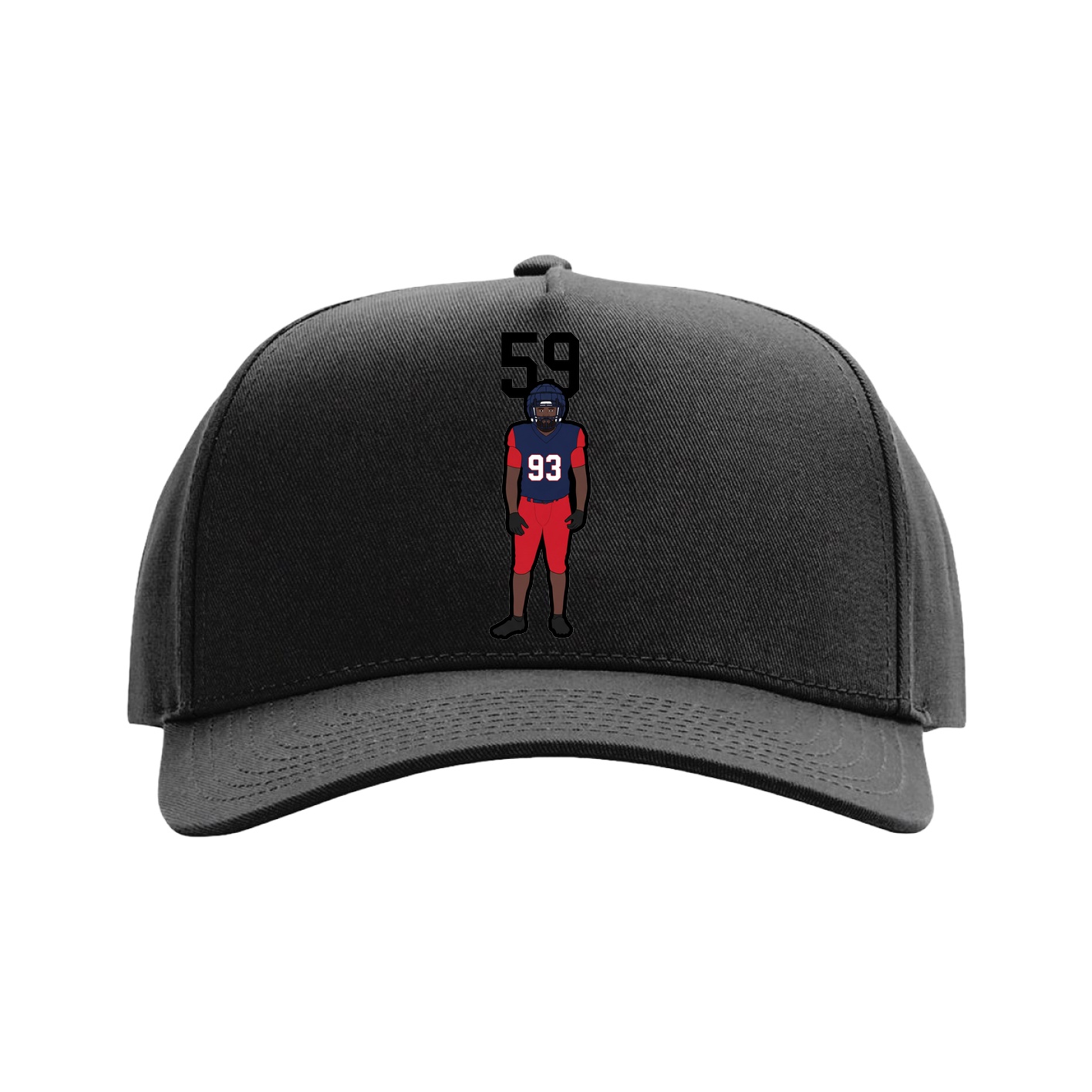 Full Fabric Five-Panel Champ Cap — Number Top in Black