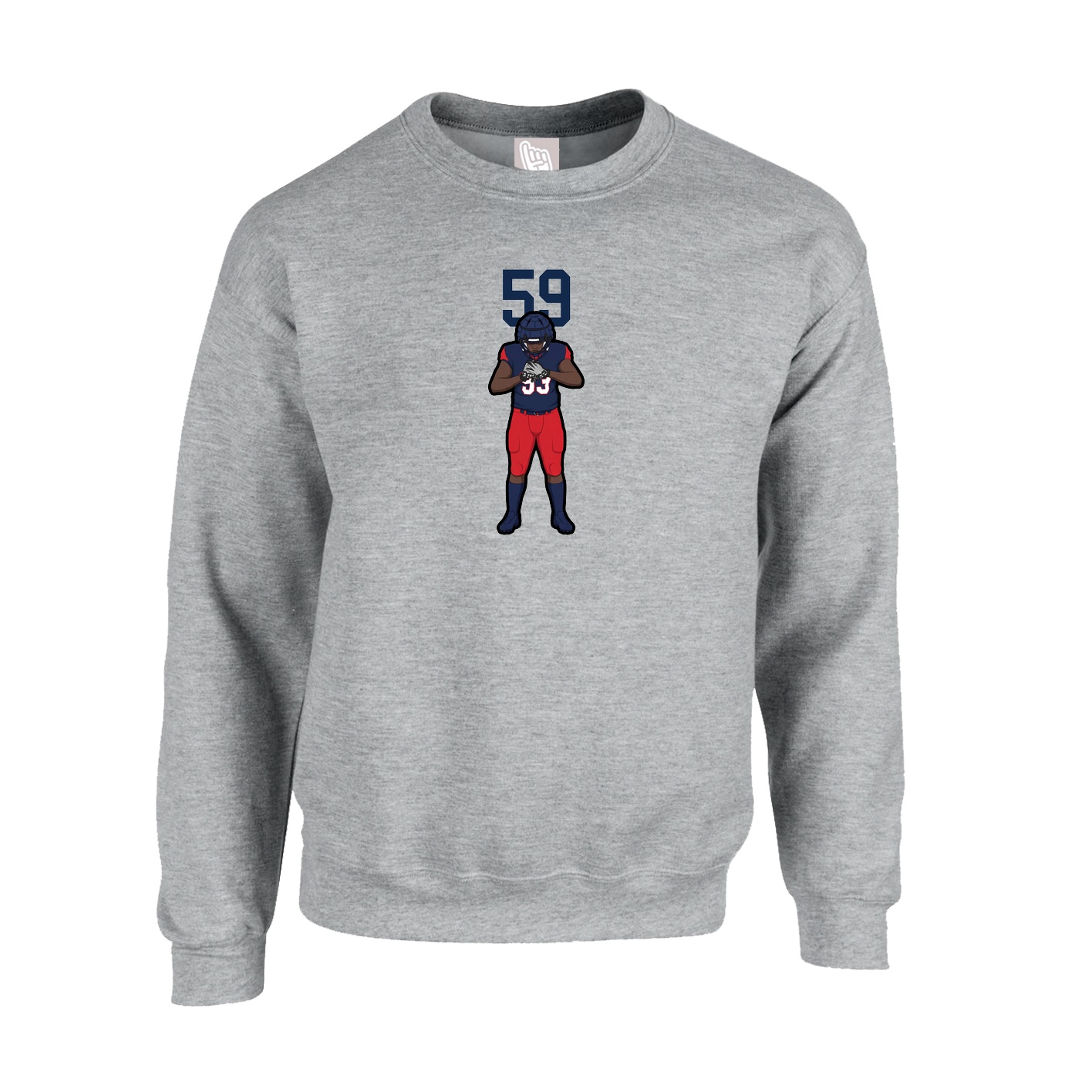 Fleece Crew — Number Top in Grey