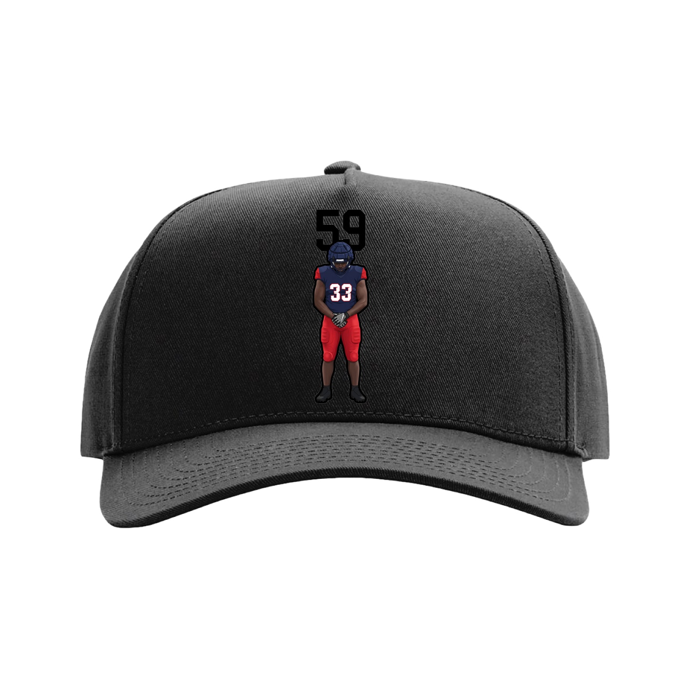 Full Fabric Five-Panel Champ Cap — Number Top in Black