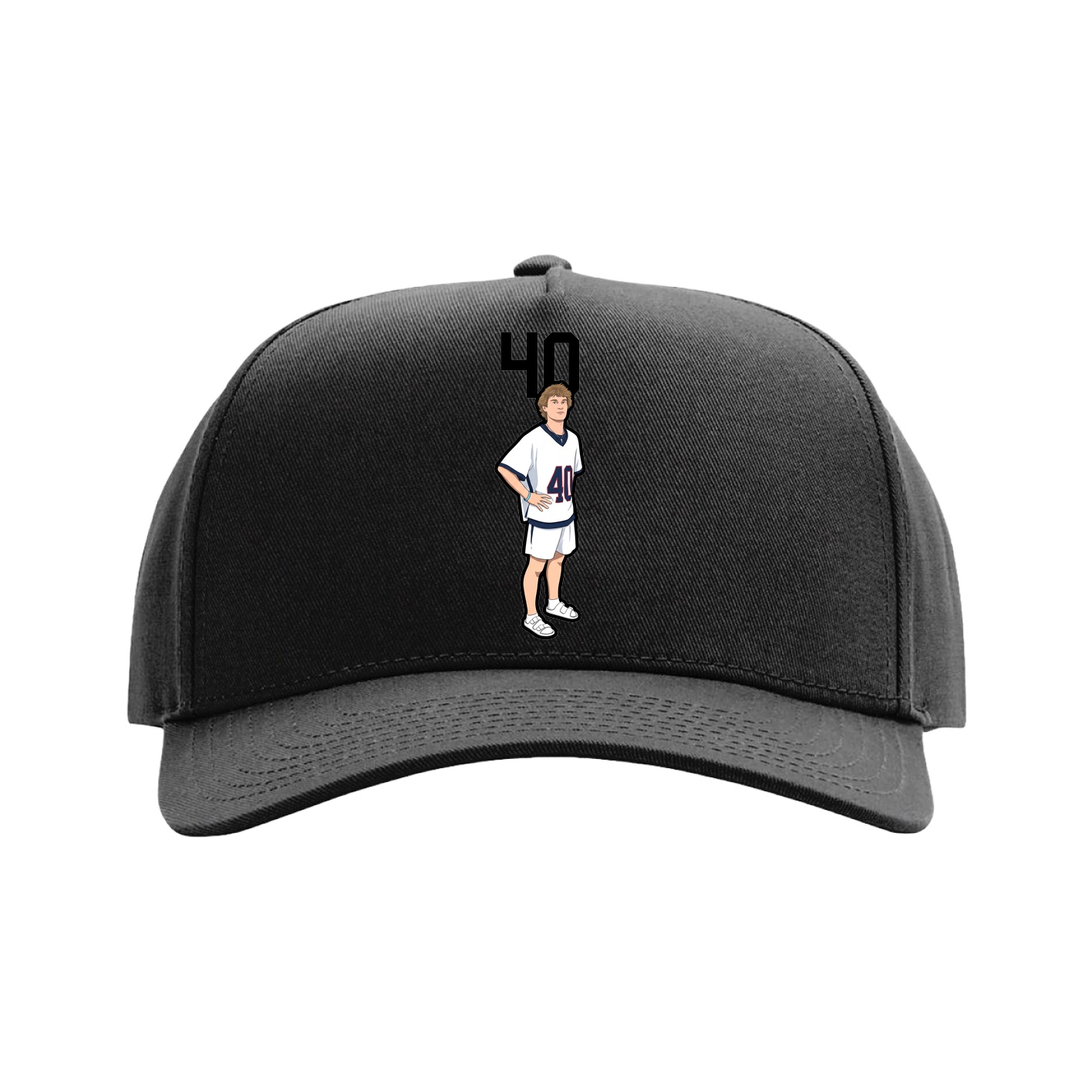 Full Fabric Five-Panel Champ Cap — Number Top in Black