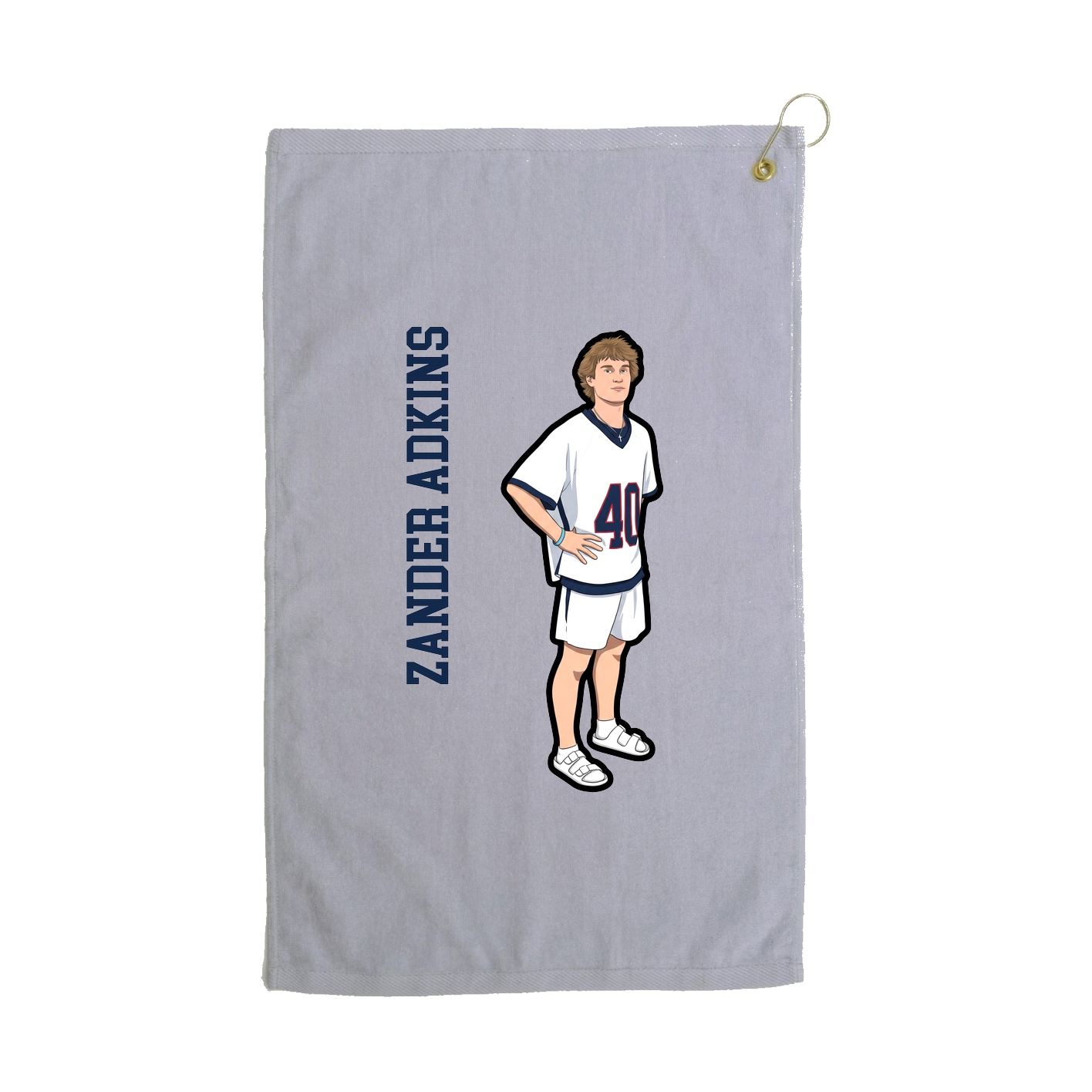 Golf Towel — Name Vertical in Grey