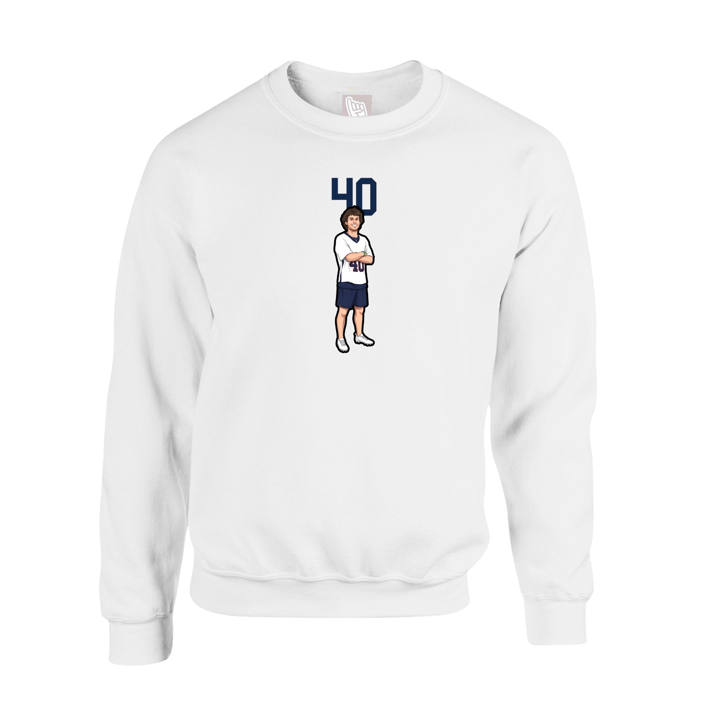 Fleece Crew — Number Top in White