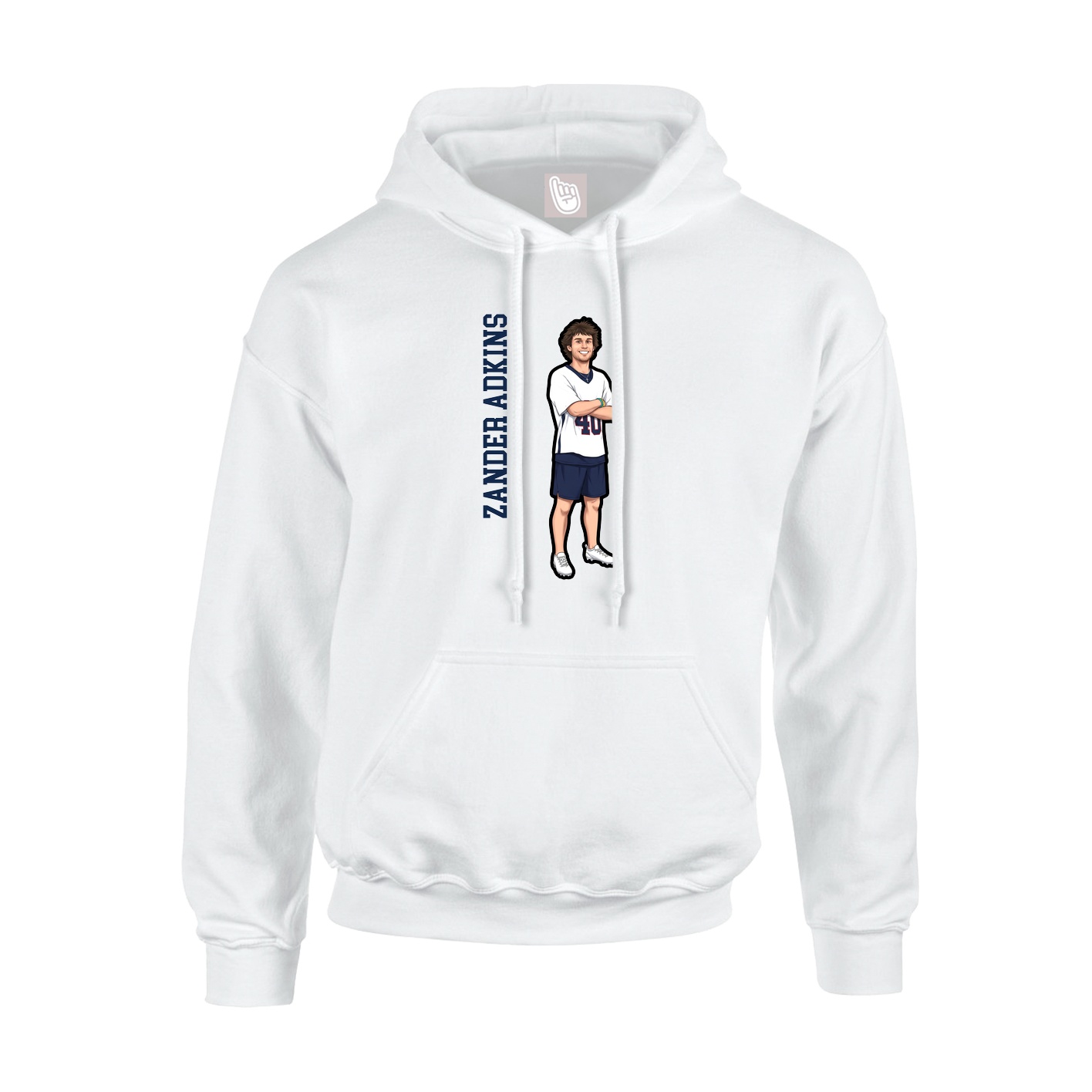 Youth Hoodie — Name Vertical in White