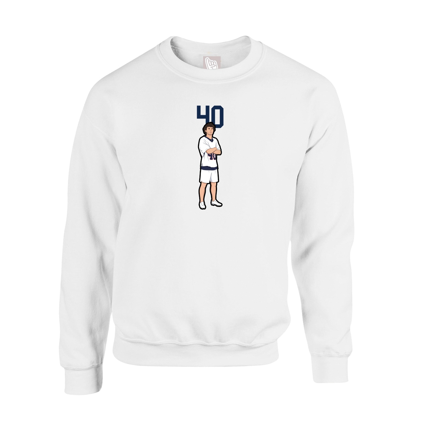 Fleece Crew — Number Top in White