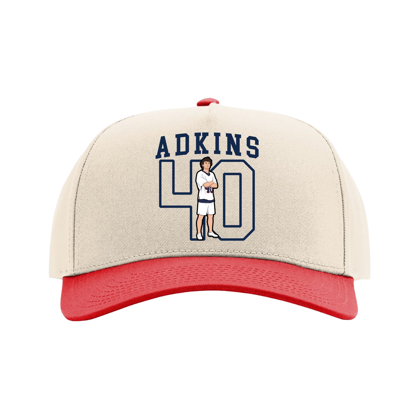 Full Fabric Five-Panel Champ Cap — Shirsey in Cream/Red
